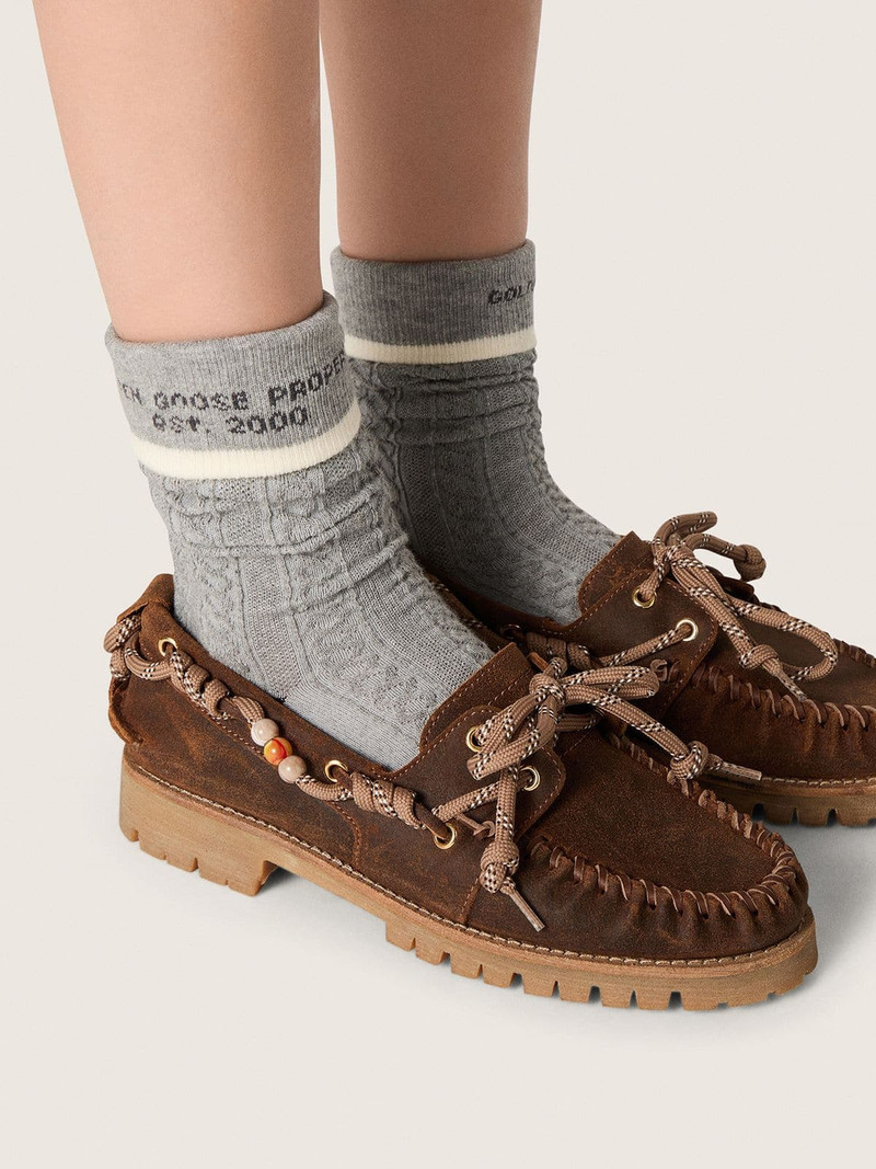 Golden Goose Gray socks with turn-up and burgundy and cream details outlook