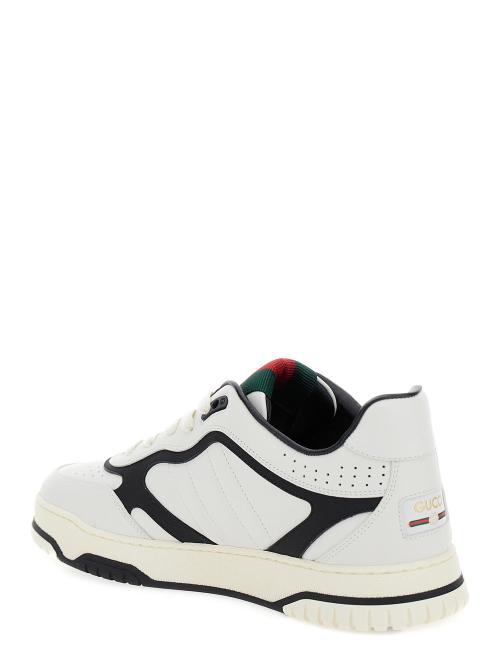 Gucci Men 'Gucci Re-Web' White And Black Low Top Sneakers In Leather Man - 3