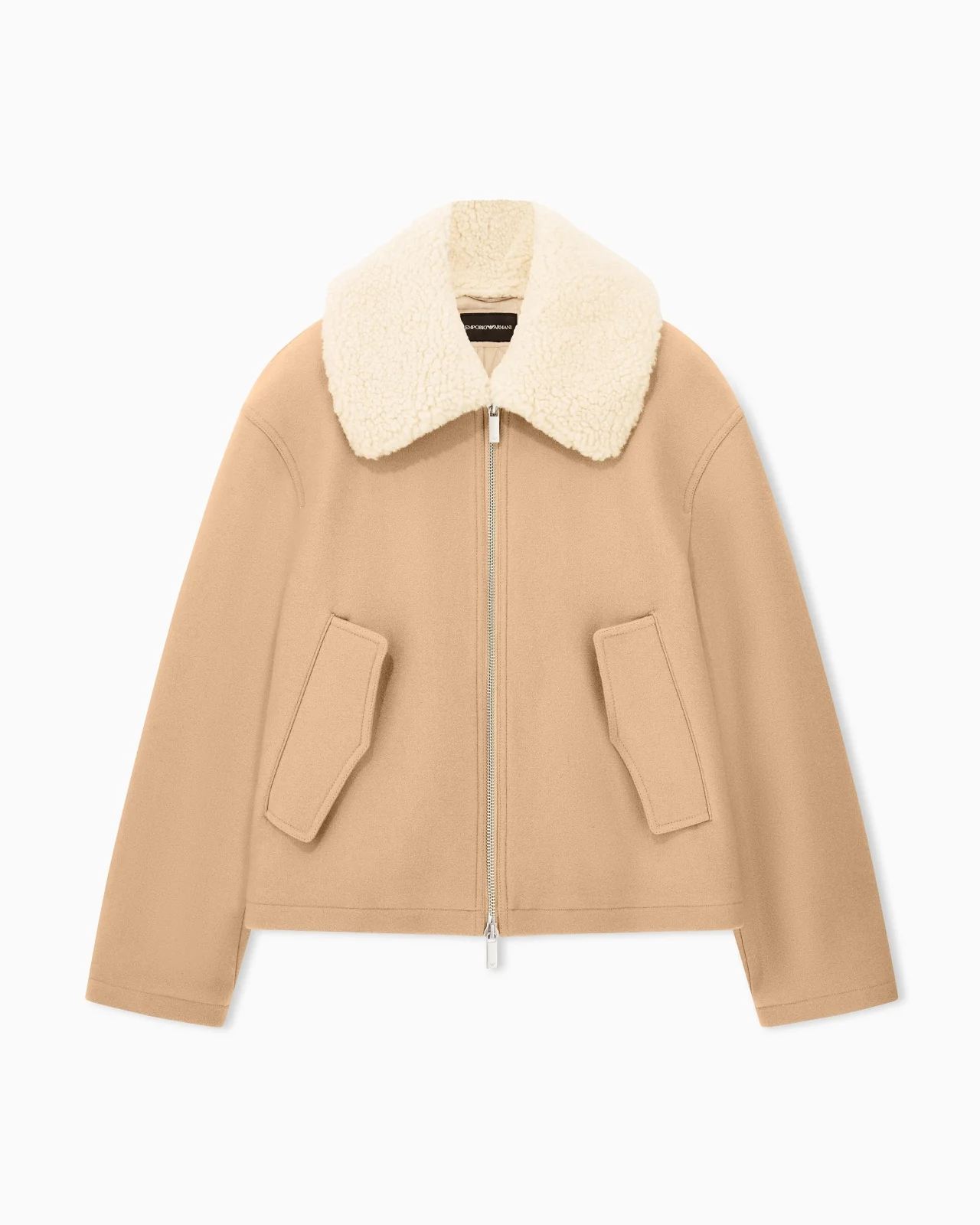 BLOUSON JACKET IN VIRGIN WOOL WITH A SHEARLING COLLAR - 1