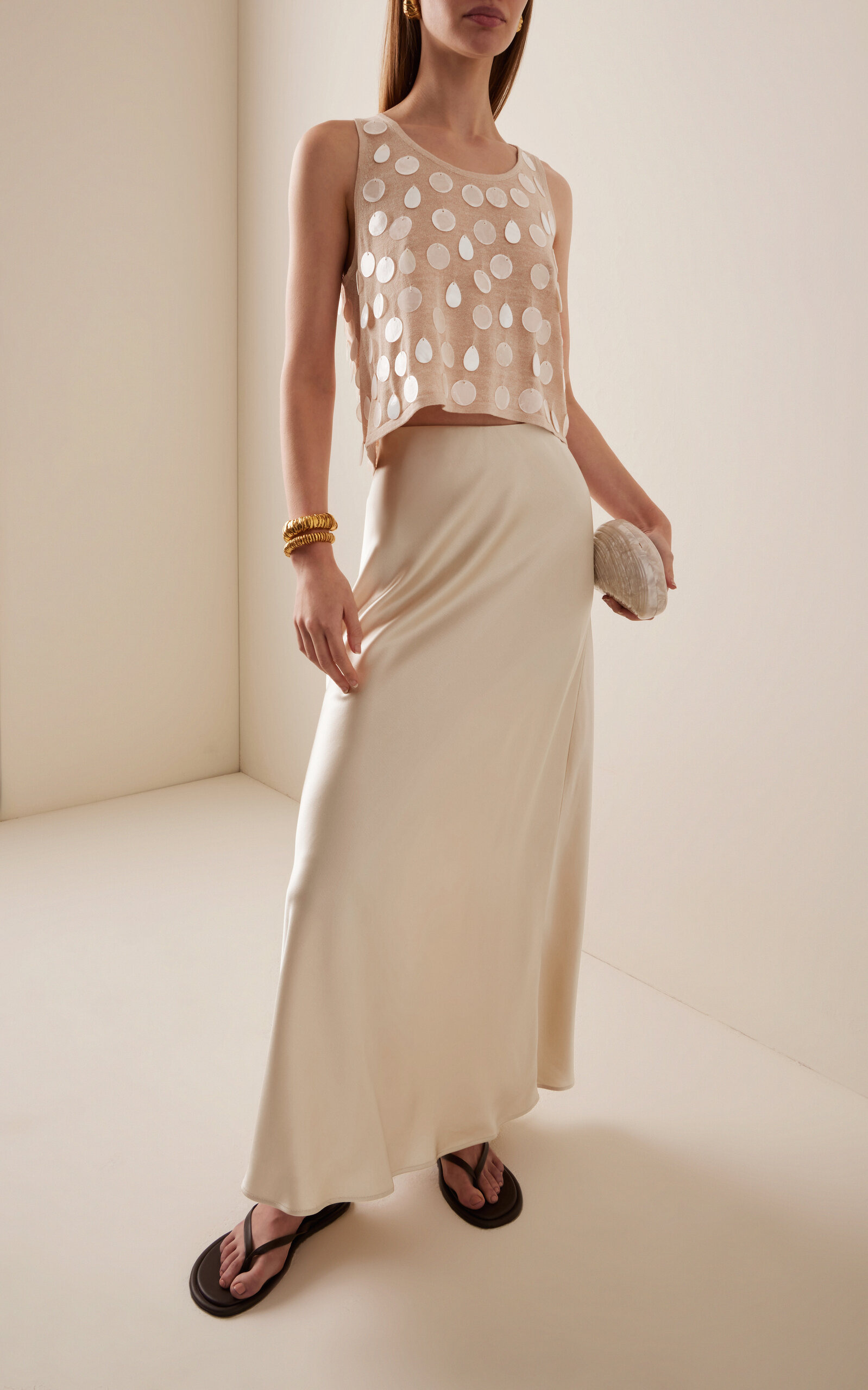 Exclusive Barbara Satin Maxi Skirt ivory - 3