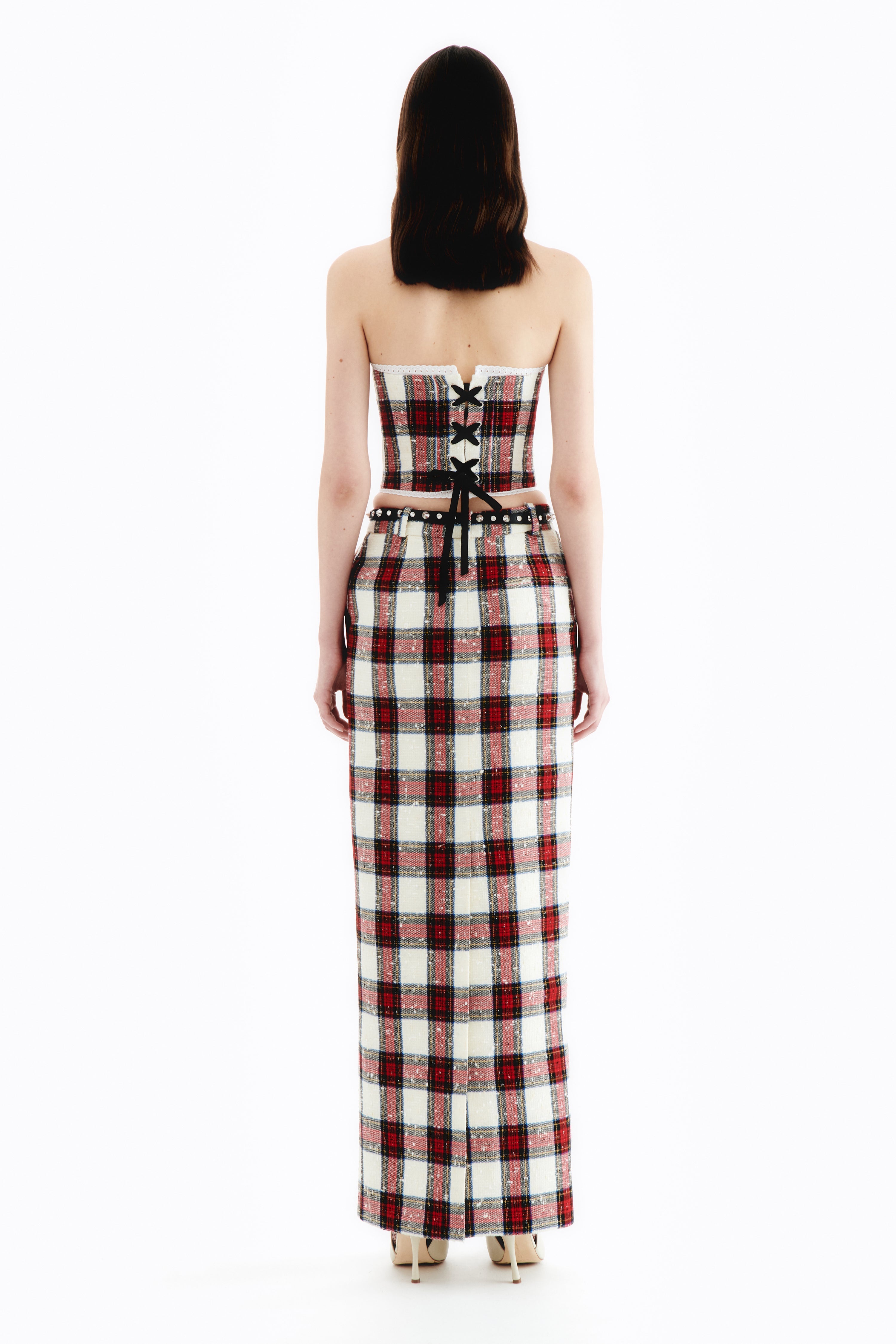 CHECKED LUREX WOOL LONG SKIRT - 4