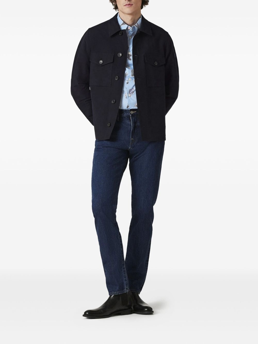 embroidered-striped pocket jeans - 2