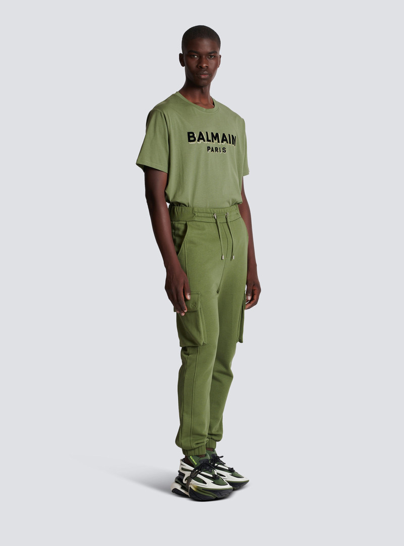 Cargo joggers with Balmain Paris print 3
