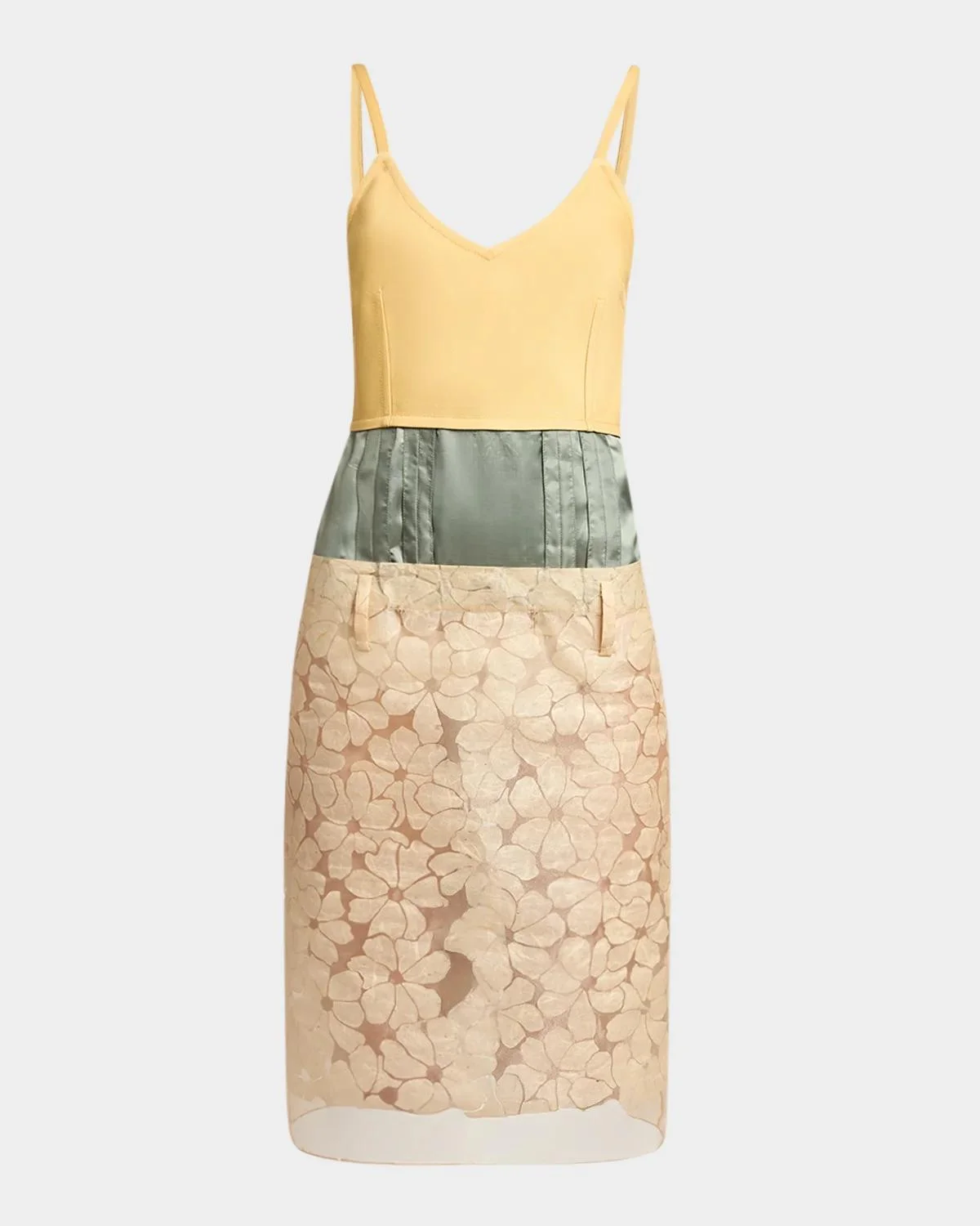 Mixed-Media Sleeveless Floral Burnout Midi Dress - 1