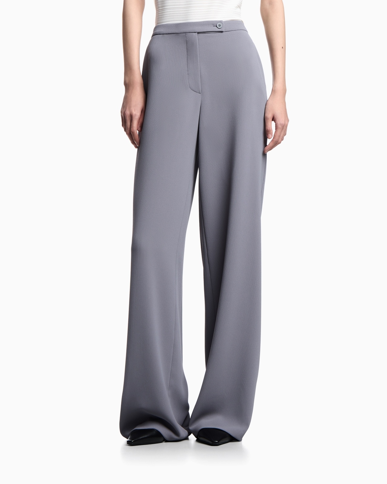 PALAZZO TROUSERS IN FLUID ARMURE FABRIC - 4
