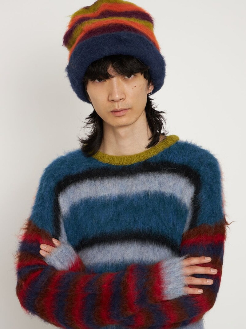 BRAIN DEAD Striped alpaca blend beanie outlook