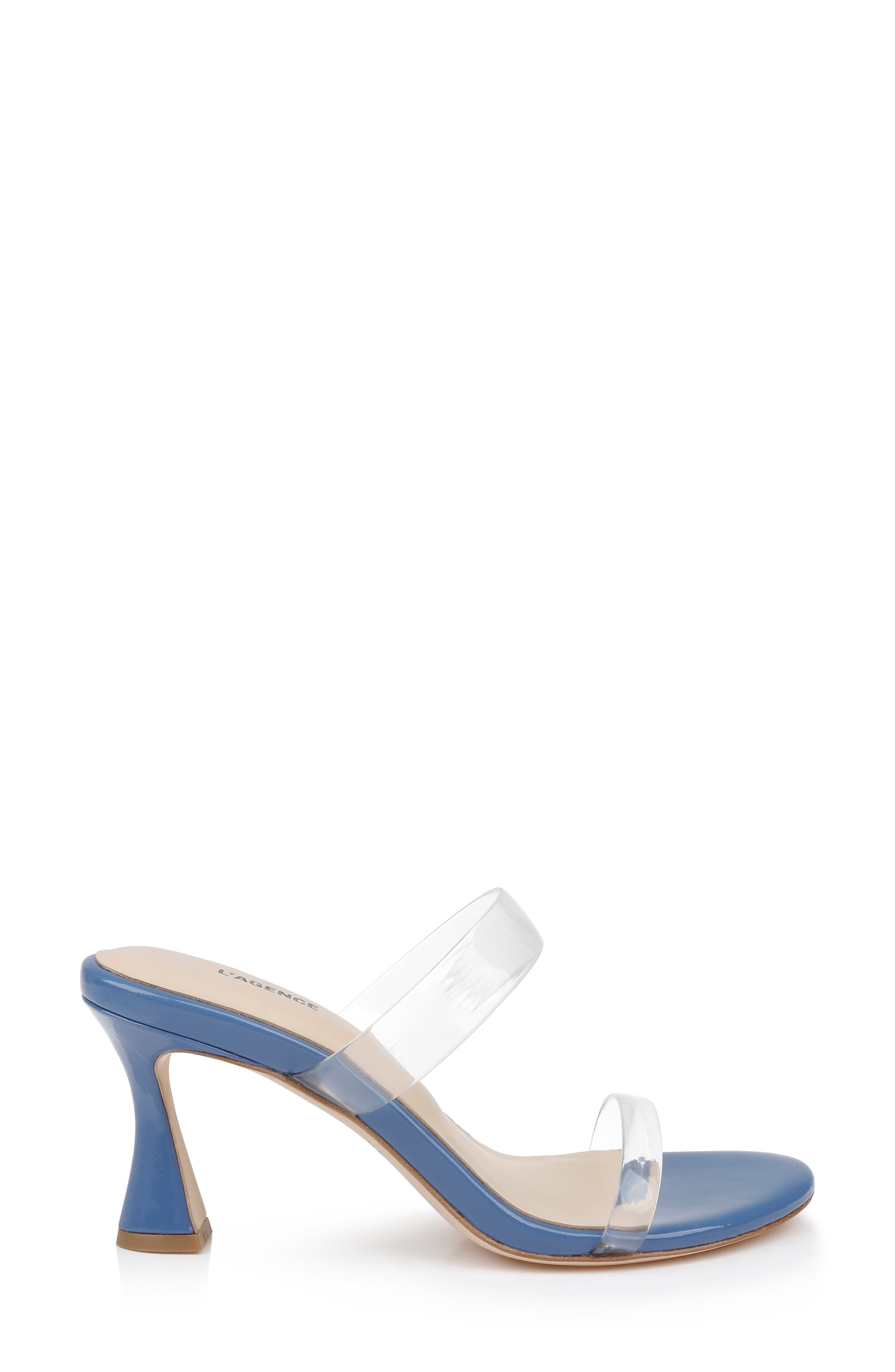 L'AGENCE Idalie Slide Sandal in Blue Vinyl at Nordstrom - 3