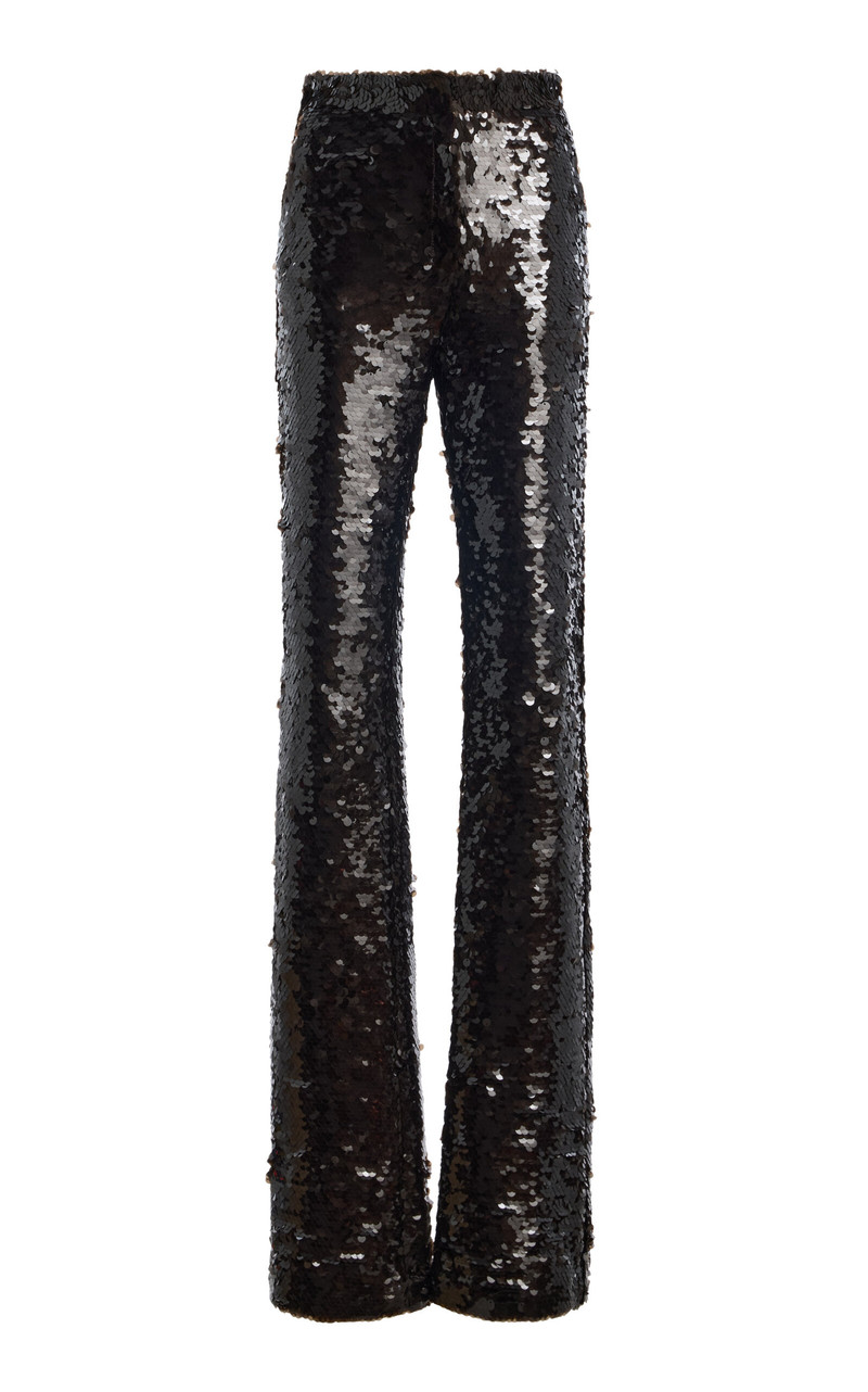 Flared Sequined Pants brown 1