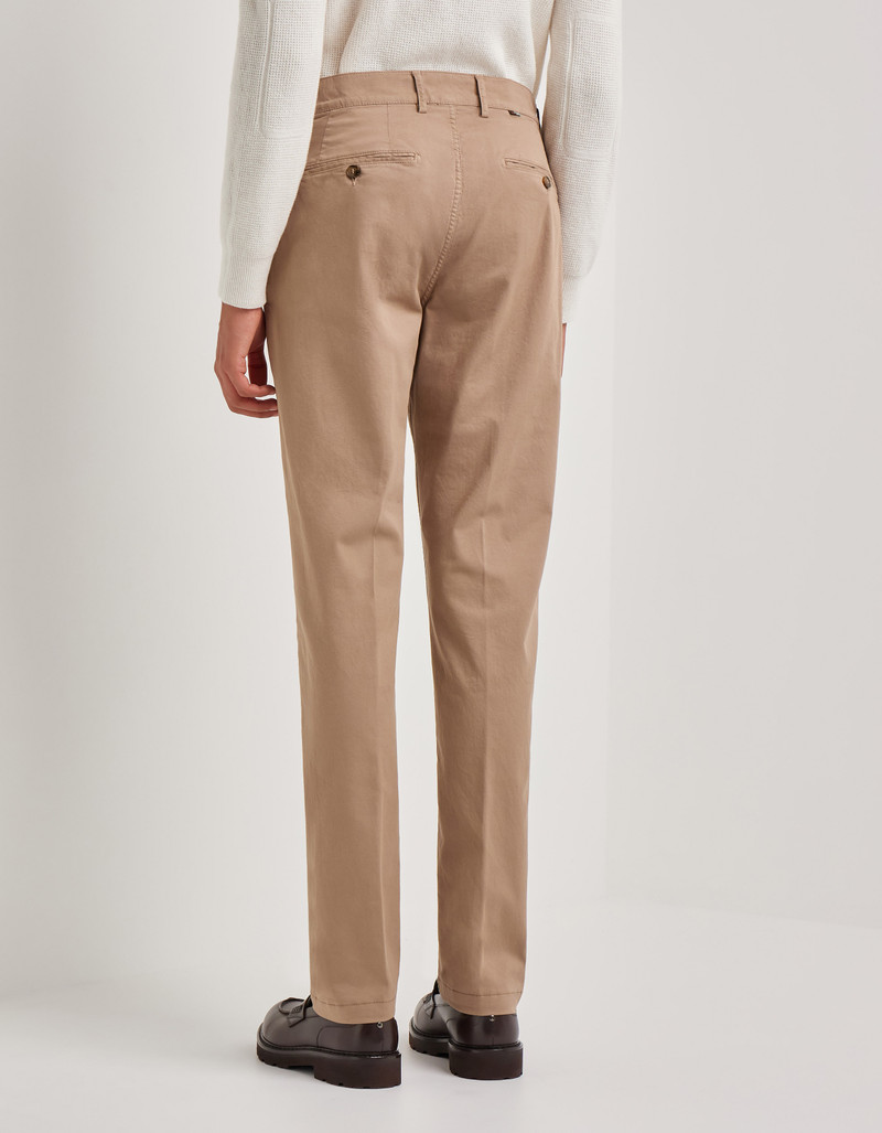 TAUPE TAPERED FIT COMFORT COTTON MICROTWILL CHINOS 4