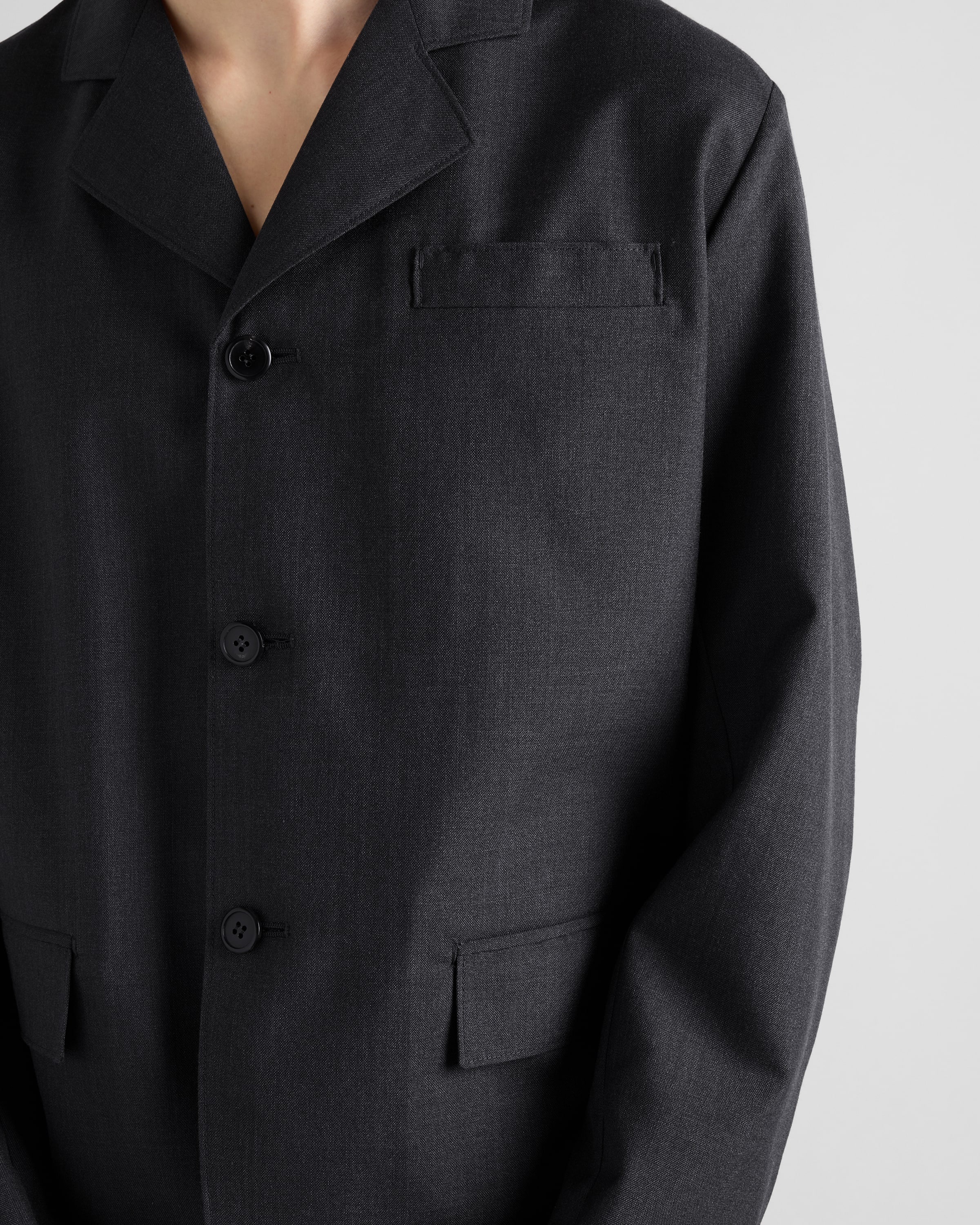 Single-breasted wool and silk jacket - 4