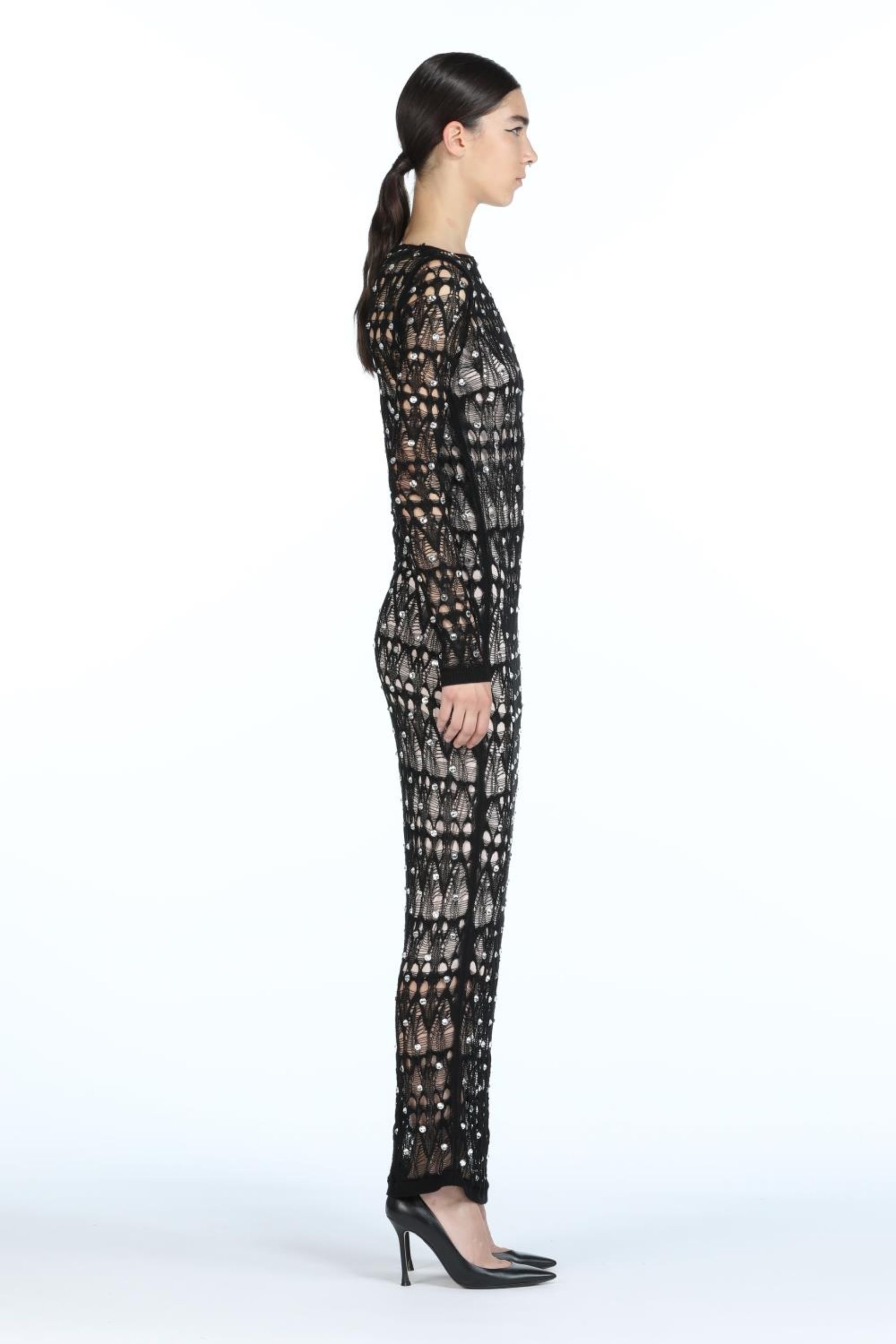 CRYSTAL-EMBELLISHED KNIT MAXI DRESS - 3