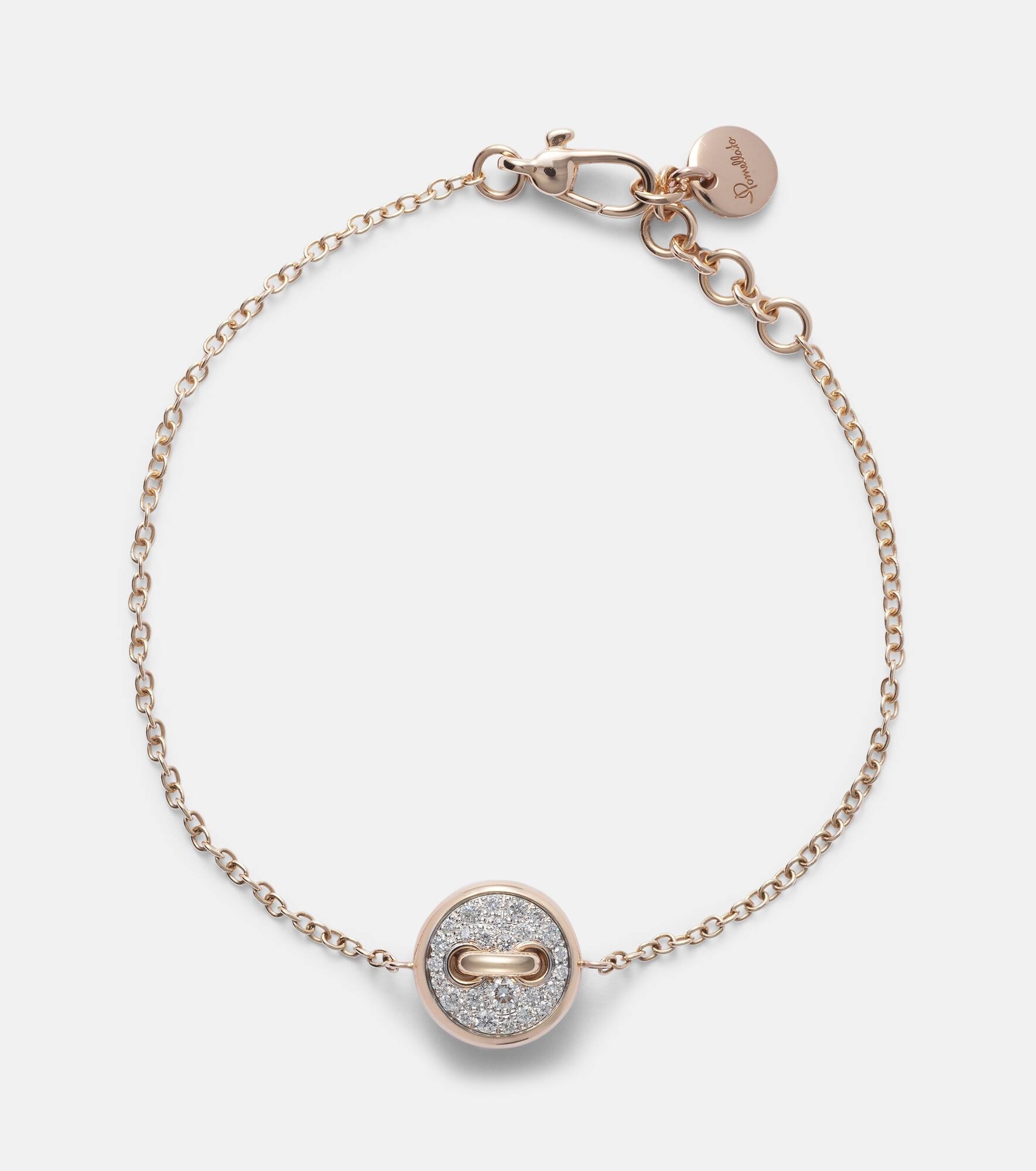 Pom Pom Dot 18kt rose gold chain bracelet with white diamonds and mother of pearl - 1