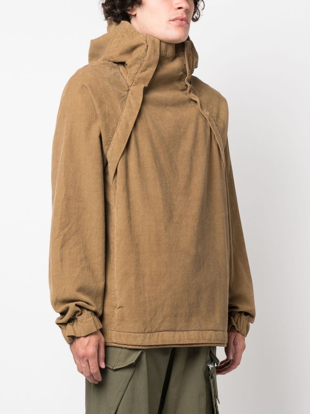side-zip corduroy hoodie - 3