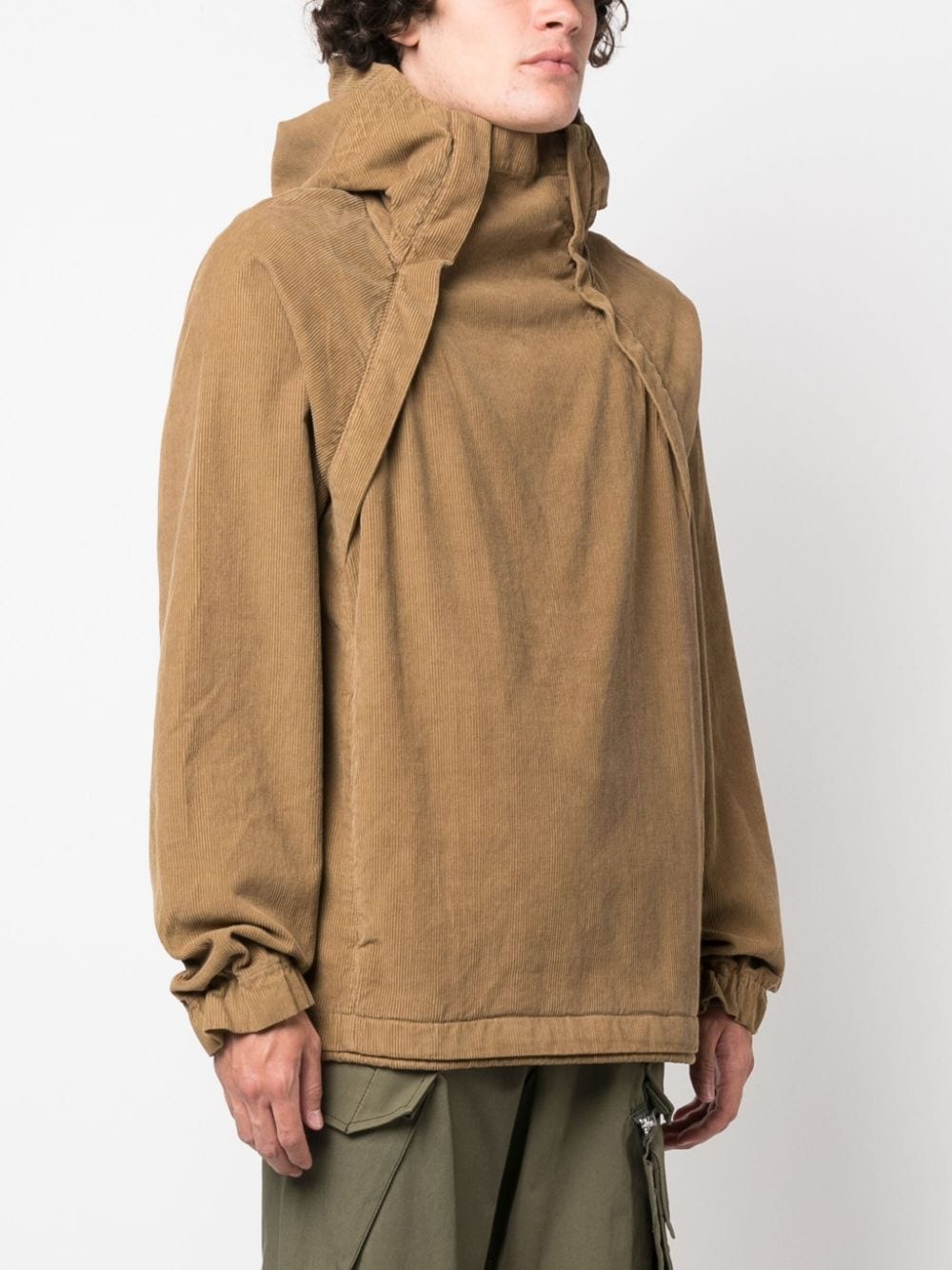side-zip corduroy hoodie - 3