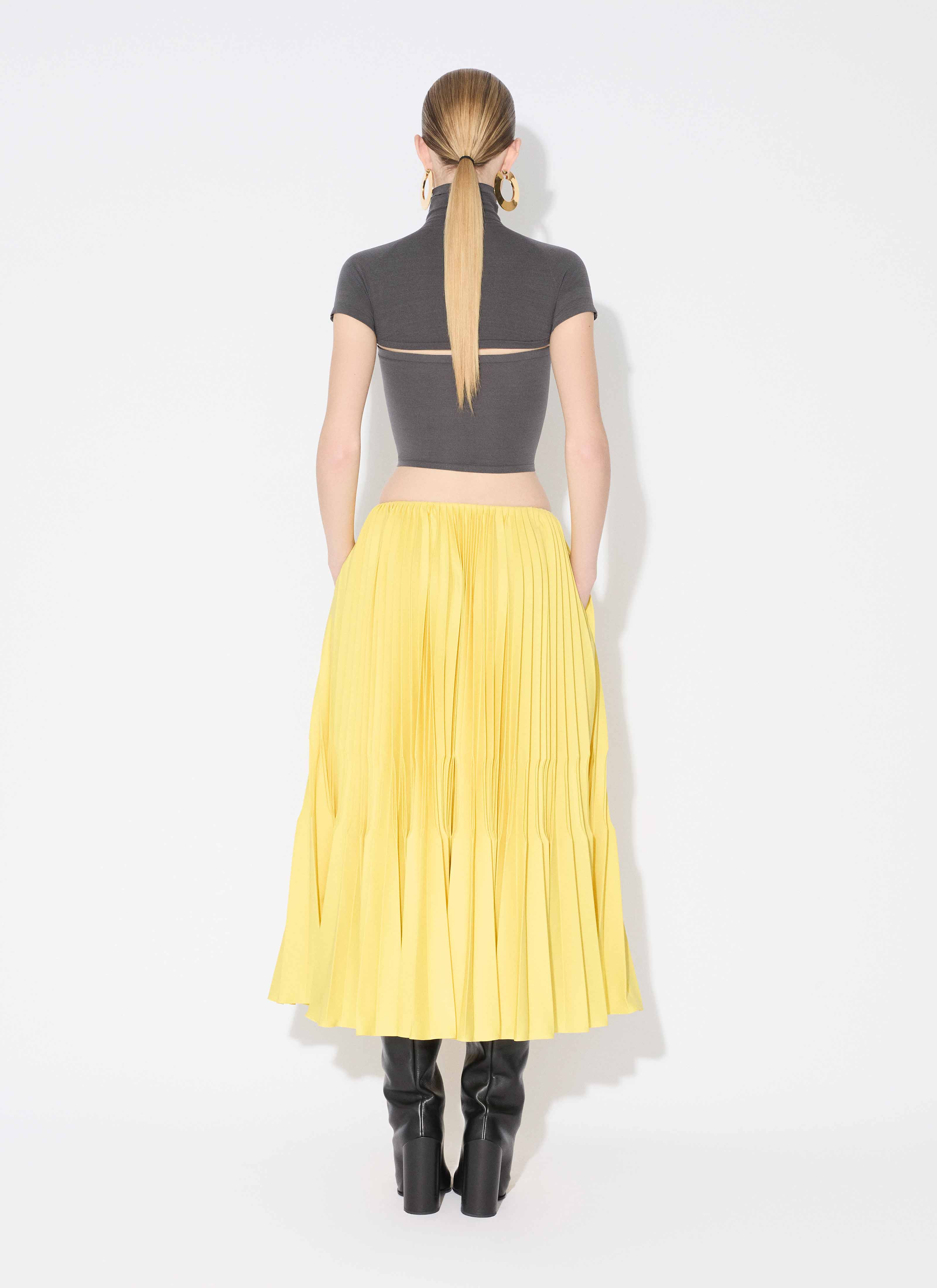 WOOL GABARDINE PLEATED SKIRT - 3