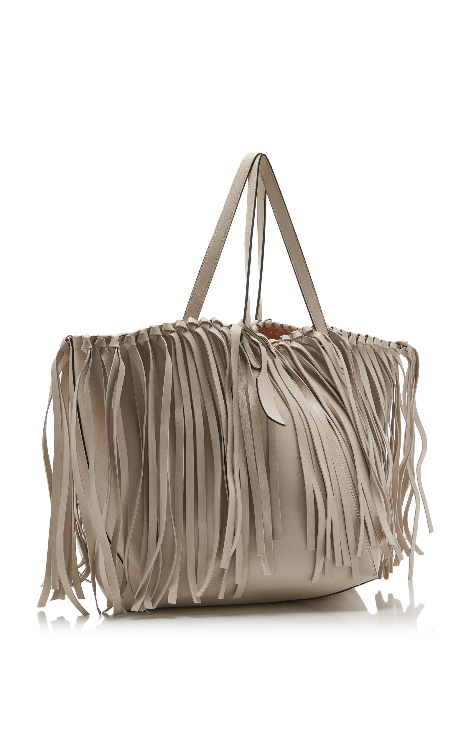 Leather Fringe Tote ivory - 3