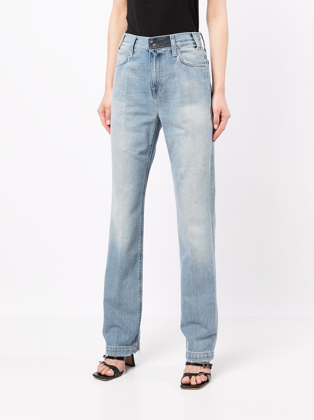 faded straight-leg jeans - 3