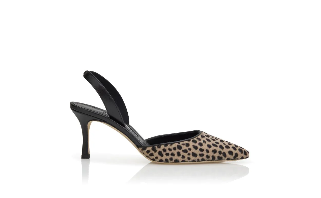 Animal Print Calf Hair Slingback Pumps - 1