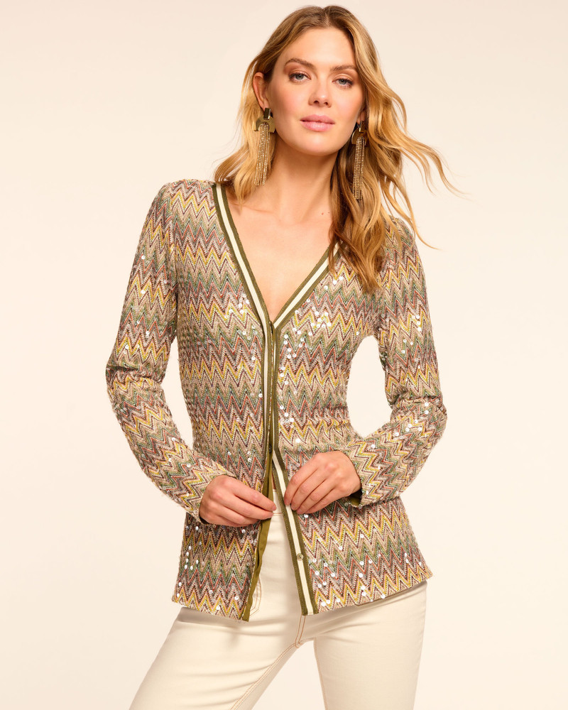 RAMY BROOK Kiki Chevron Sequin Cardigan outlook