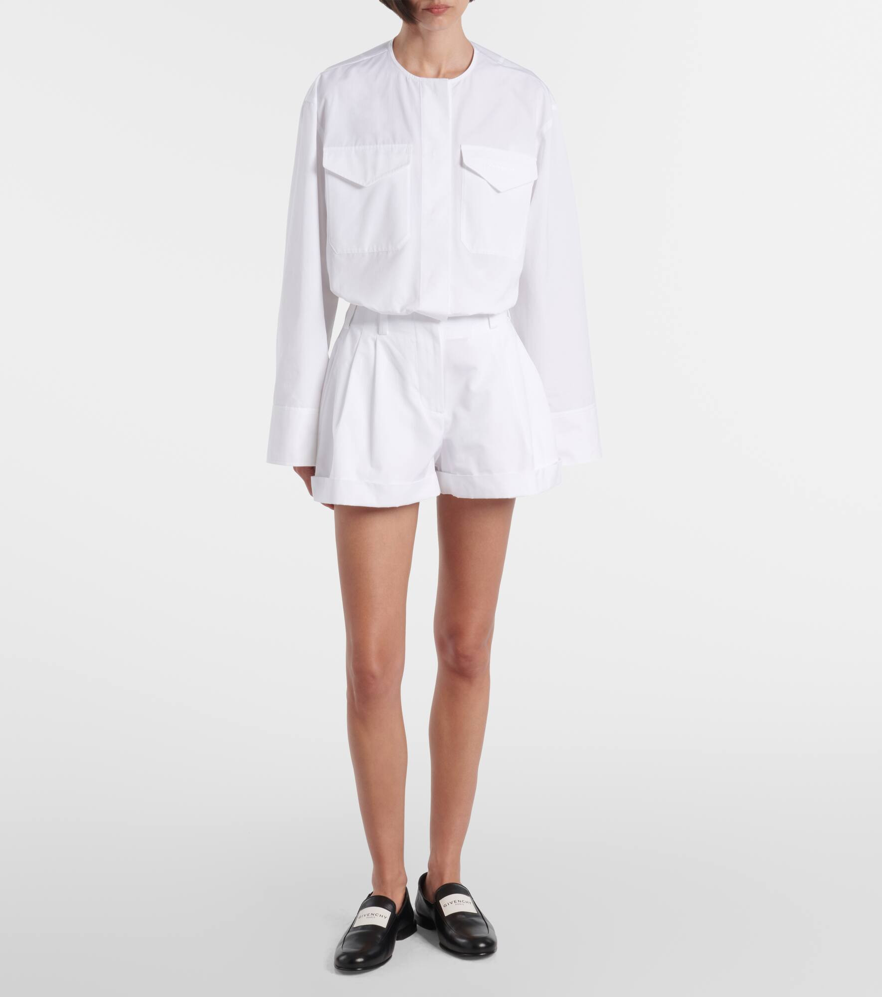 Logo cropped cotton poplin shirt - 6