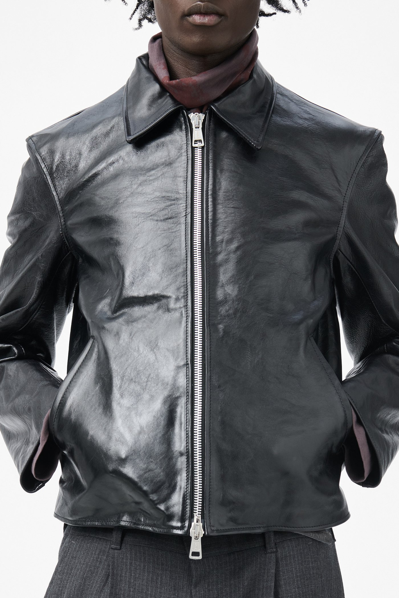 Mini Jacket Top Dyed Black Leather - 4