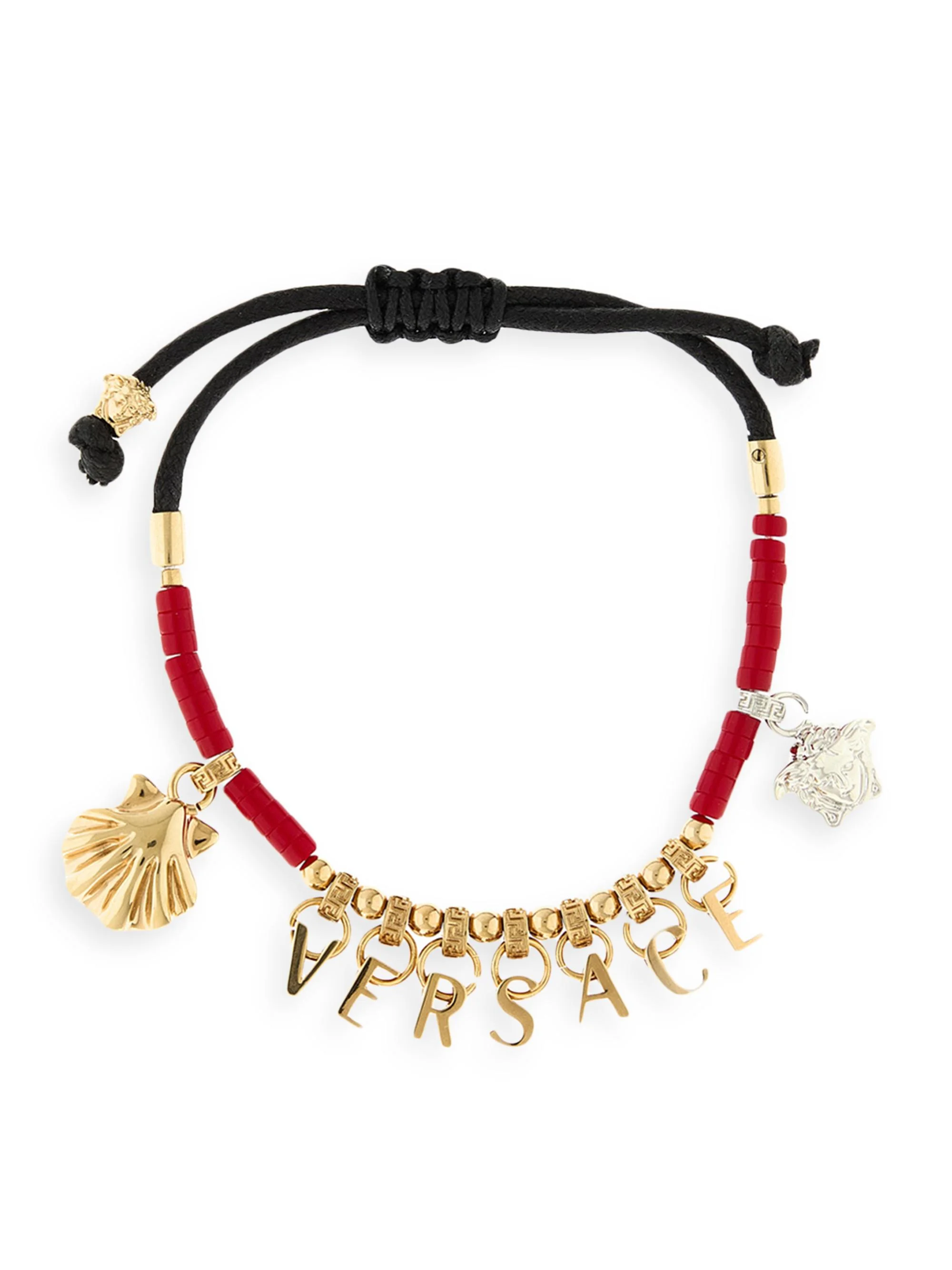 Women's Goldtone & Waxed Cotton Cord Charm Bracelet - Coral - 1