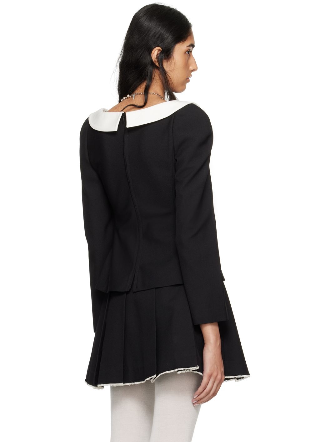 Black Peter Pan Collar Blouse - 3