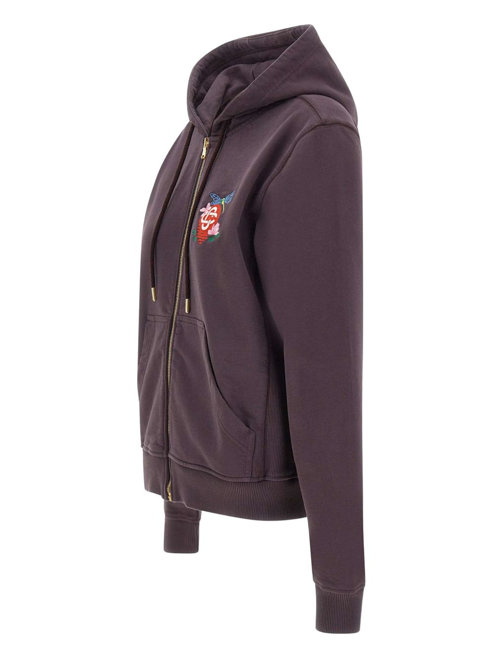 embroidered-logo zip-up hoodie - 3