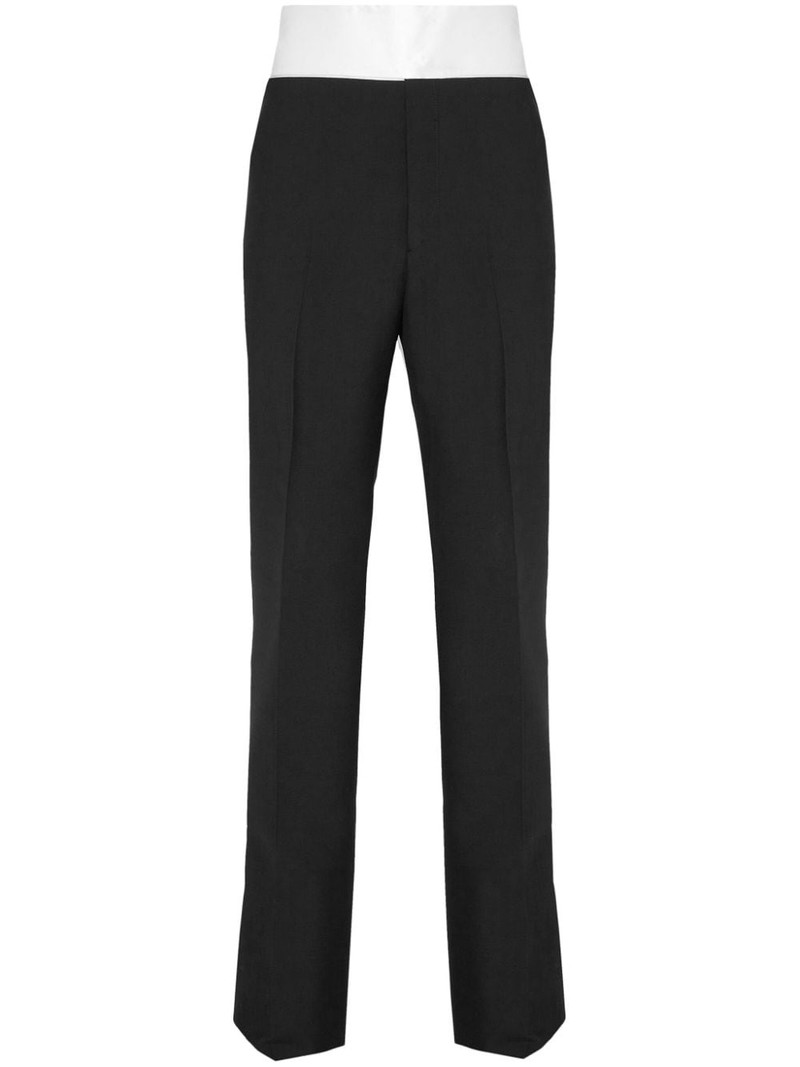 silk-insert pressed-crease tailored trousers 1