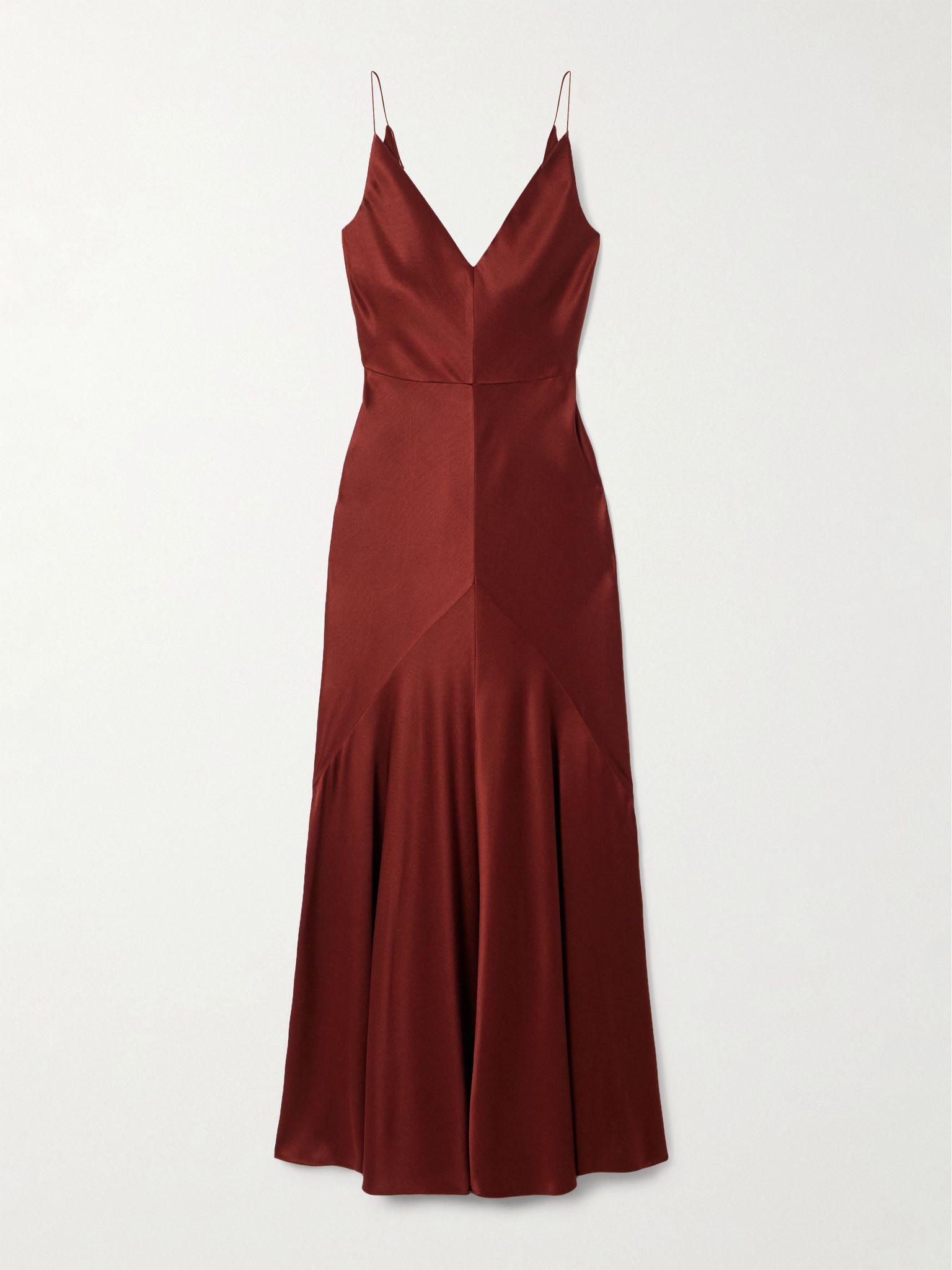 Brigita paneled silk-satin maxi dress Brown - 1