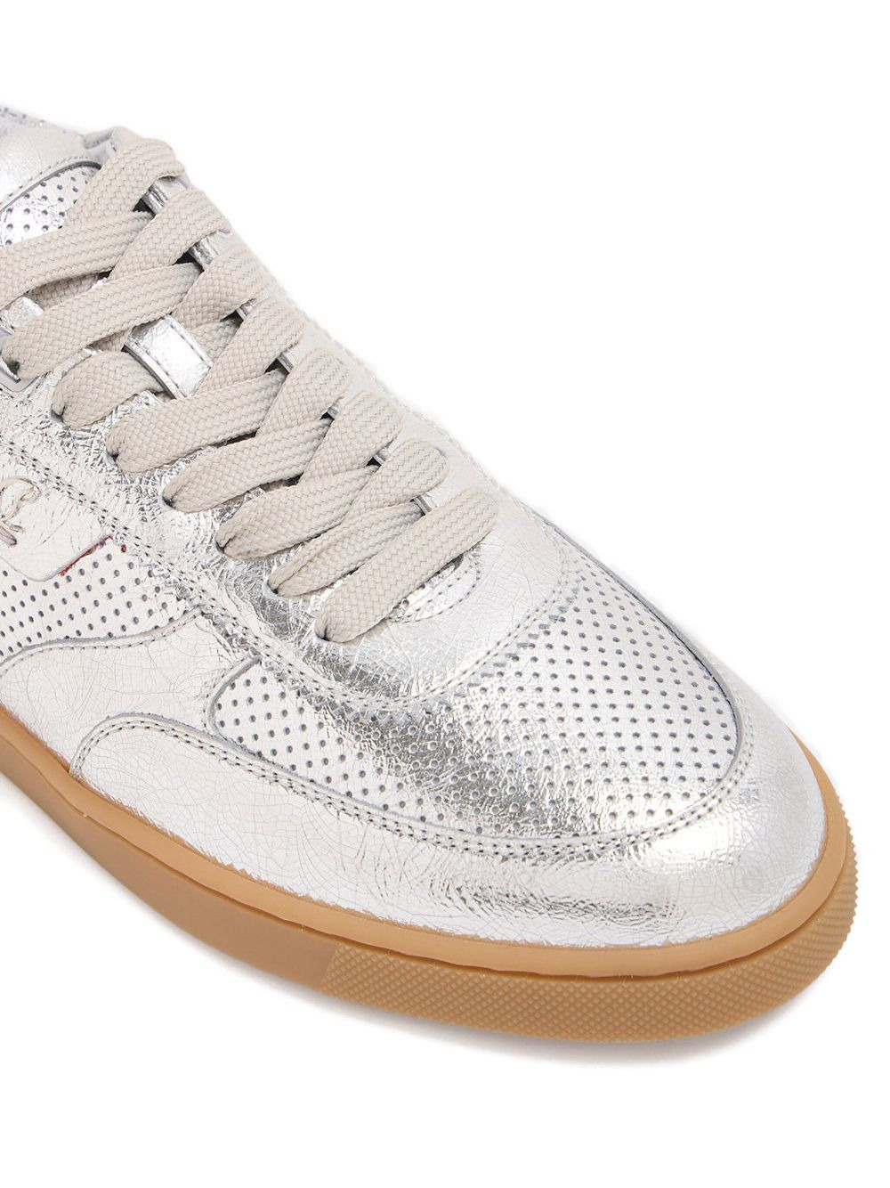 perforated leather trainers - 4