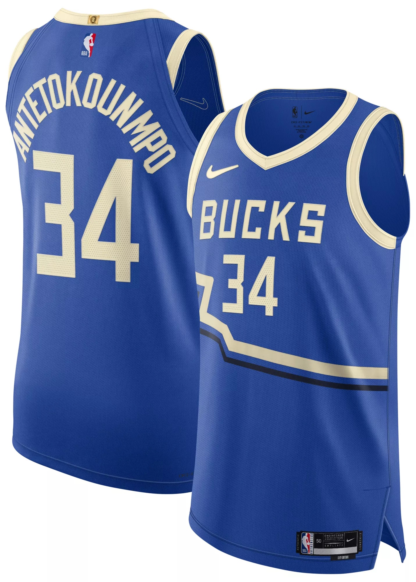 Nike Adult 2024-25 City Edition Milwaukee Bucks Giannis Antetokounmpo #34 Authentic Jersey - 1