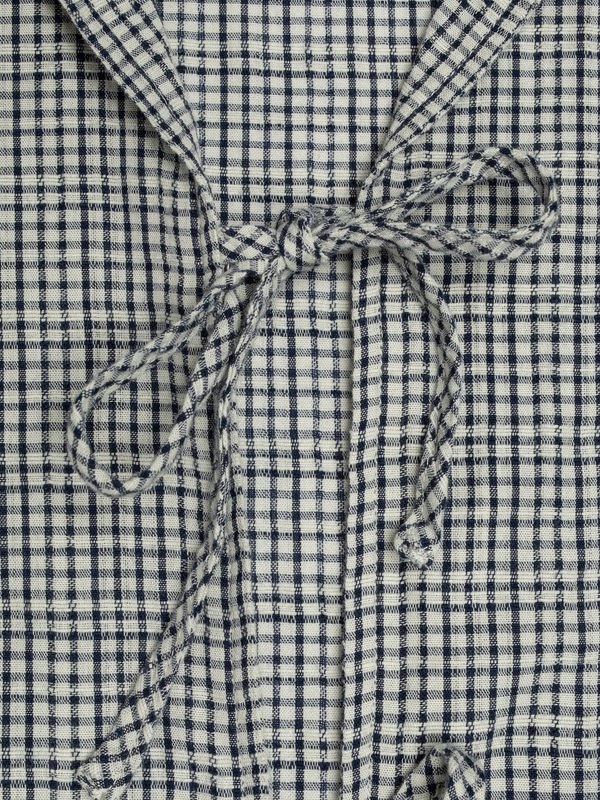 Moa Tie Check Indigo Blouse Blue - 5