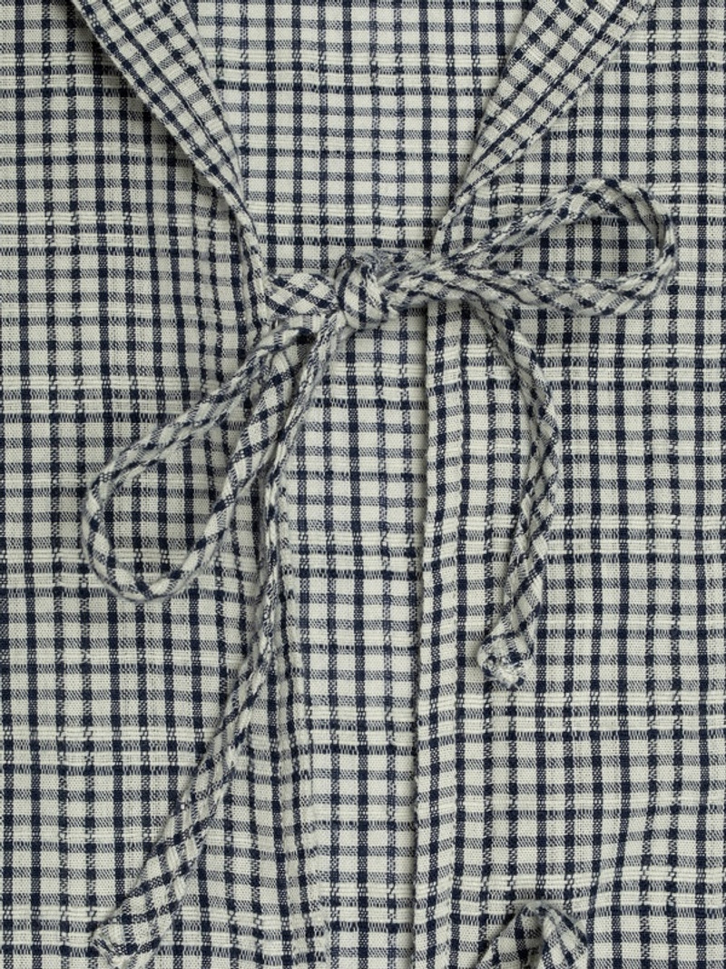 Moa Tie Check Indigo Blouse Blue 5