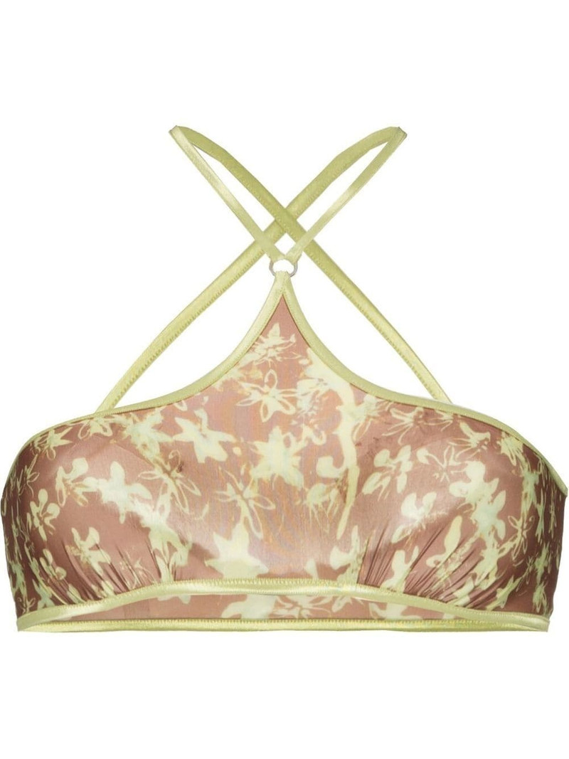 floral-print halterneck cropped top 1