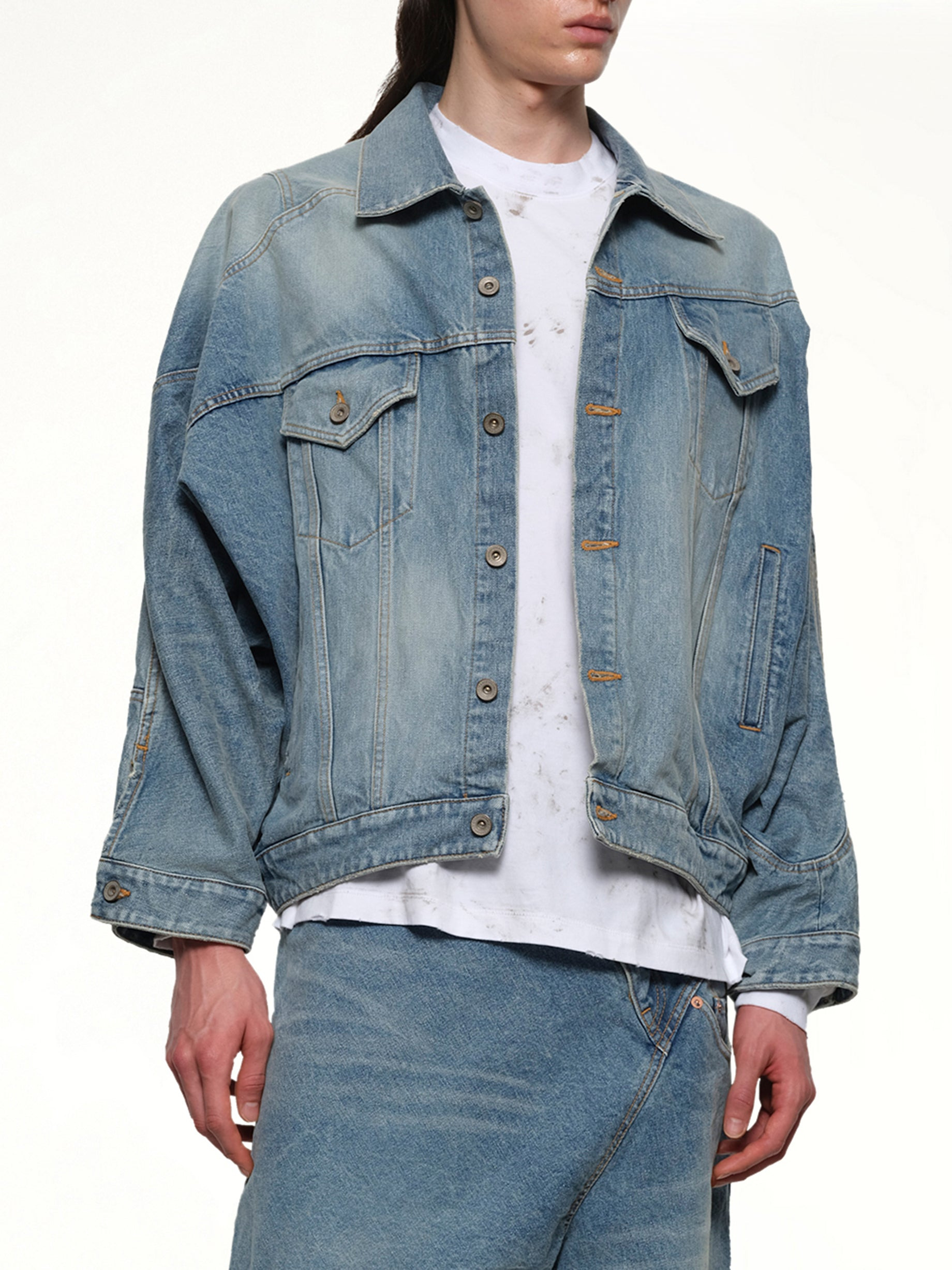 Distorted Cutting Denim Jacket in Indigo - 6