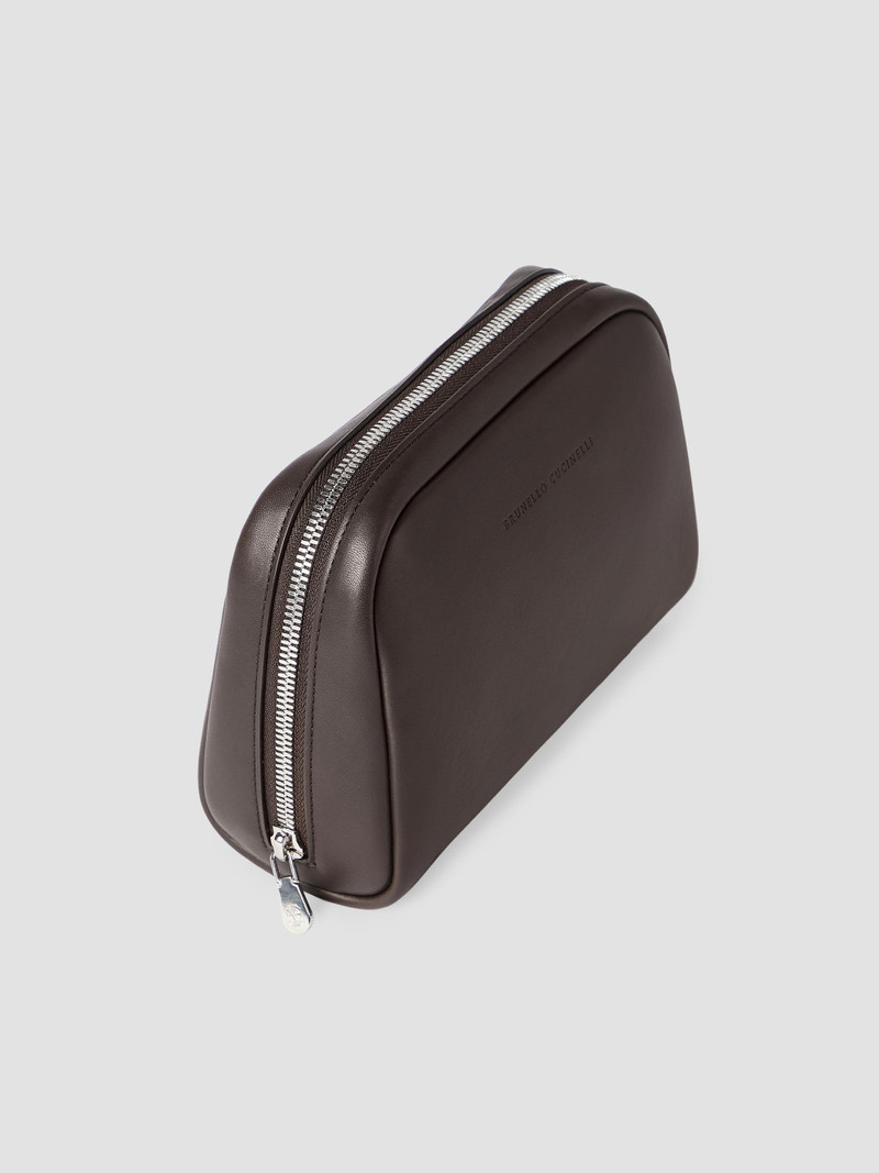 Smooth Calfskin Slim Beauty Case - Brown 3