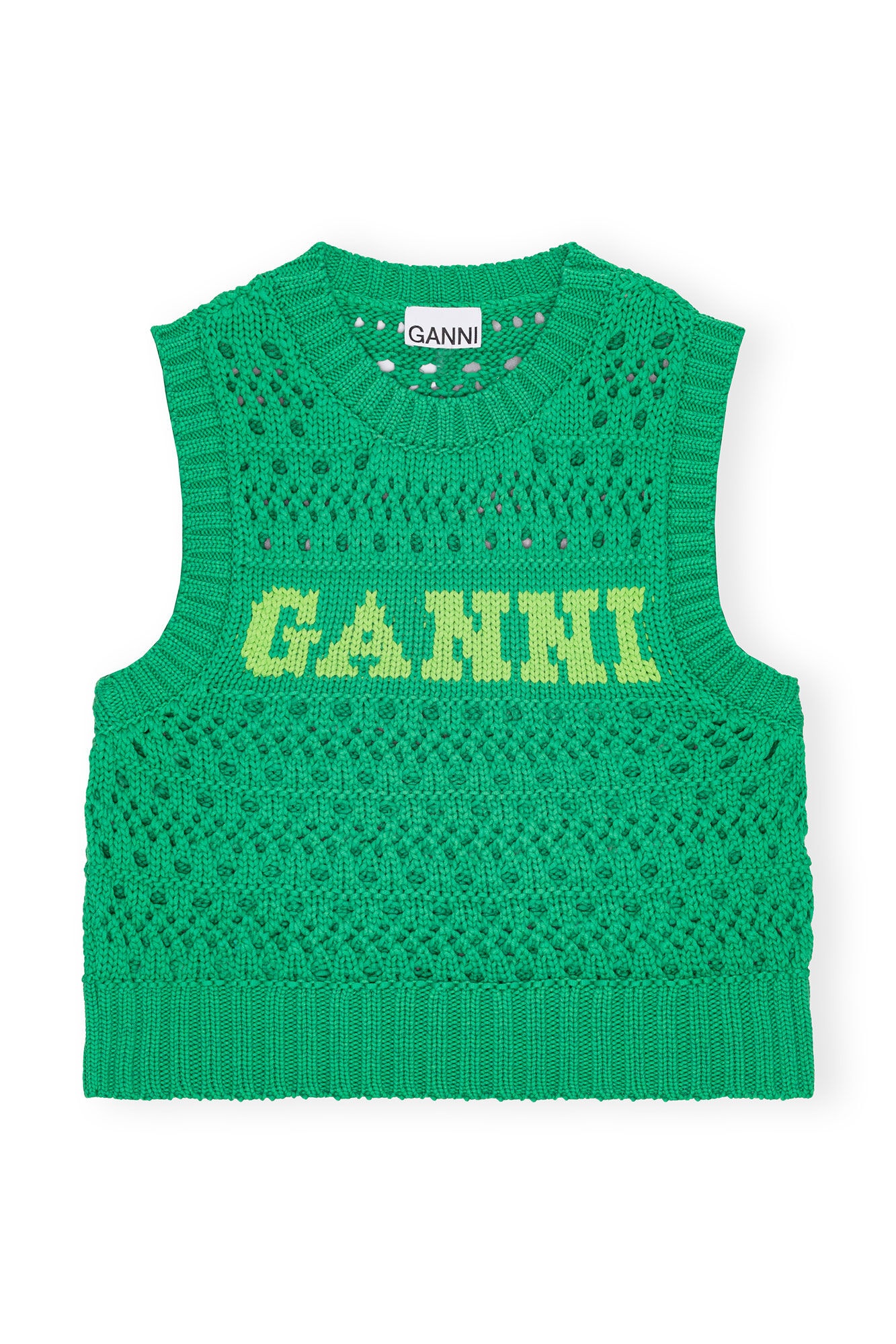 GREEN COTTON ROPE VEST - 1