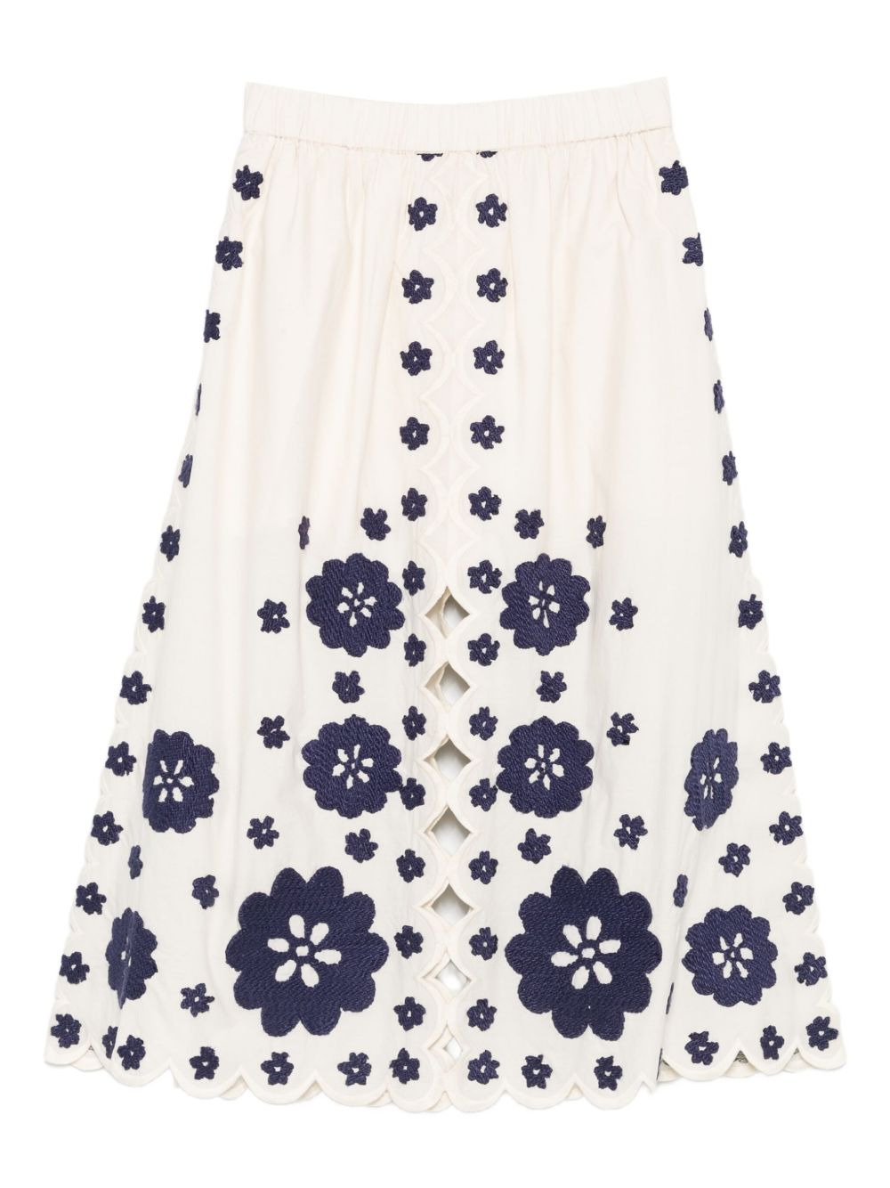 Catrine floral-embroidered midi skirt - 1