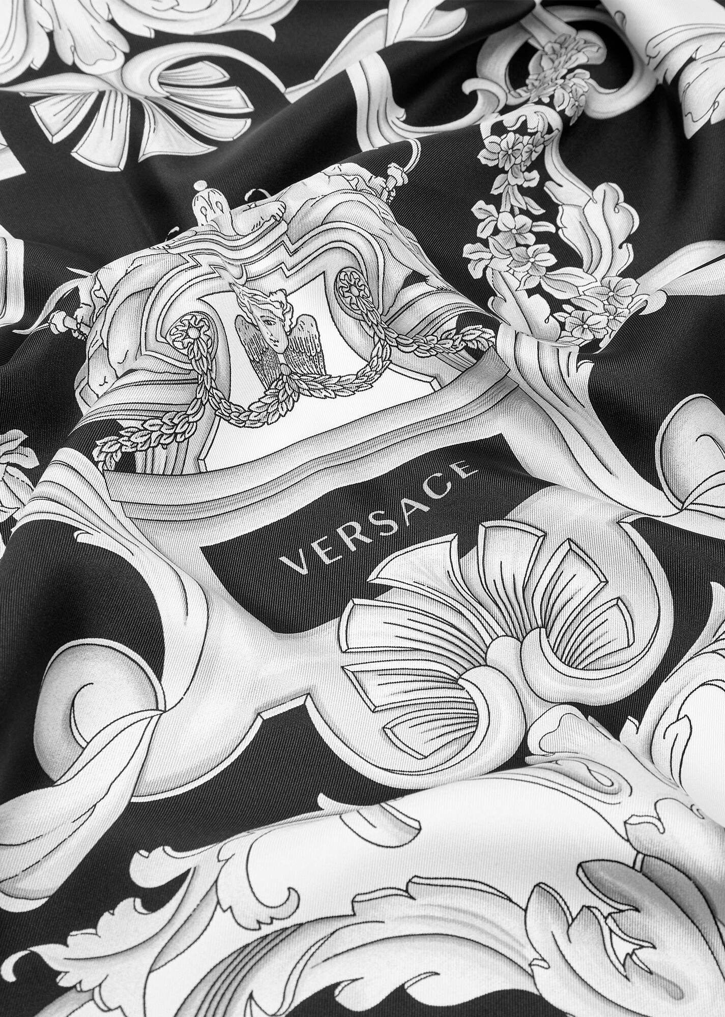 Sliver Baroque Silk Foulard - 2