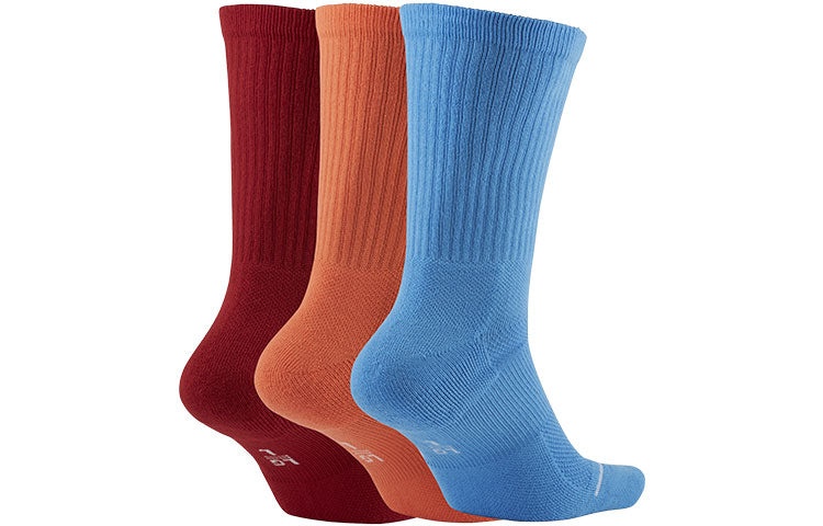 Air Jordan Unisex Everyday Sports Socks 3 Packs Red/Orange/Blue SX5545-911 - 2