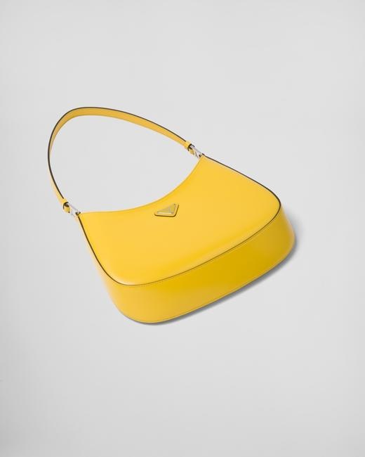 Prada Cleo Brushed Leather Mini Bag, Women, Yellow