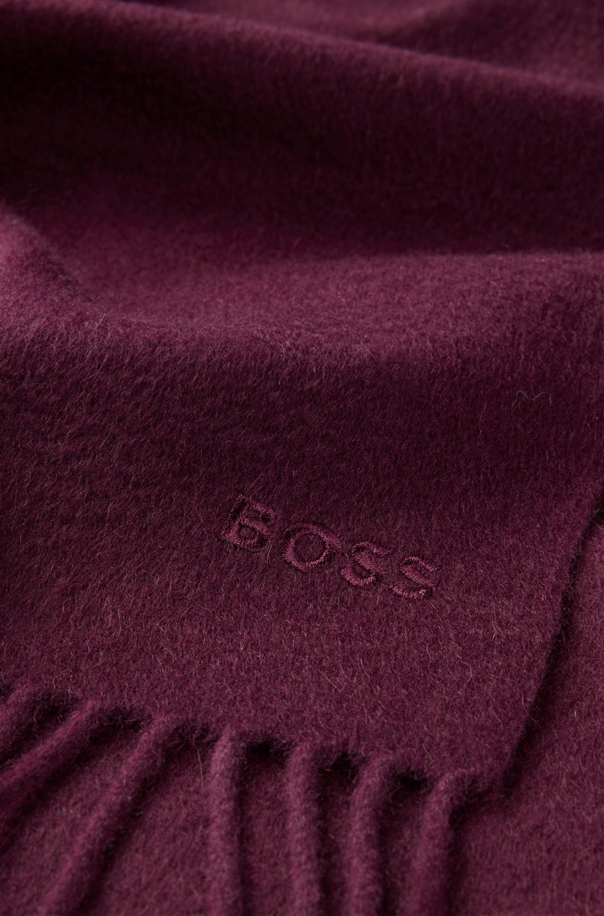 ITALIAN-CASHMERE SCARF WITH FRINGING AND EMBROIDERED LOGO - 4