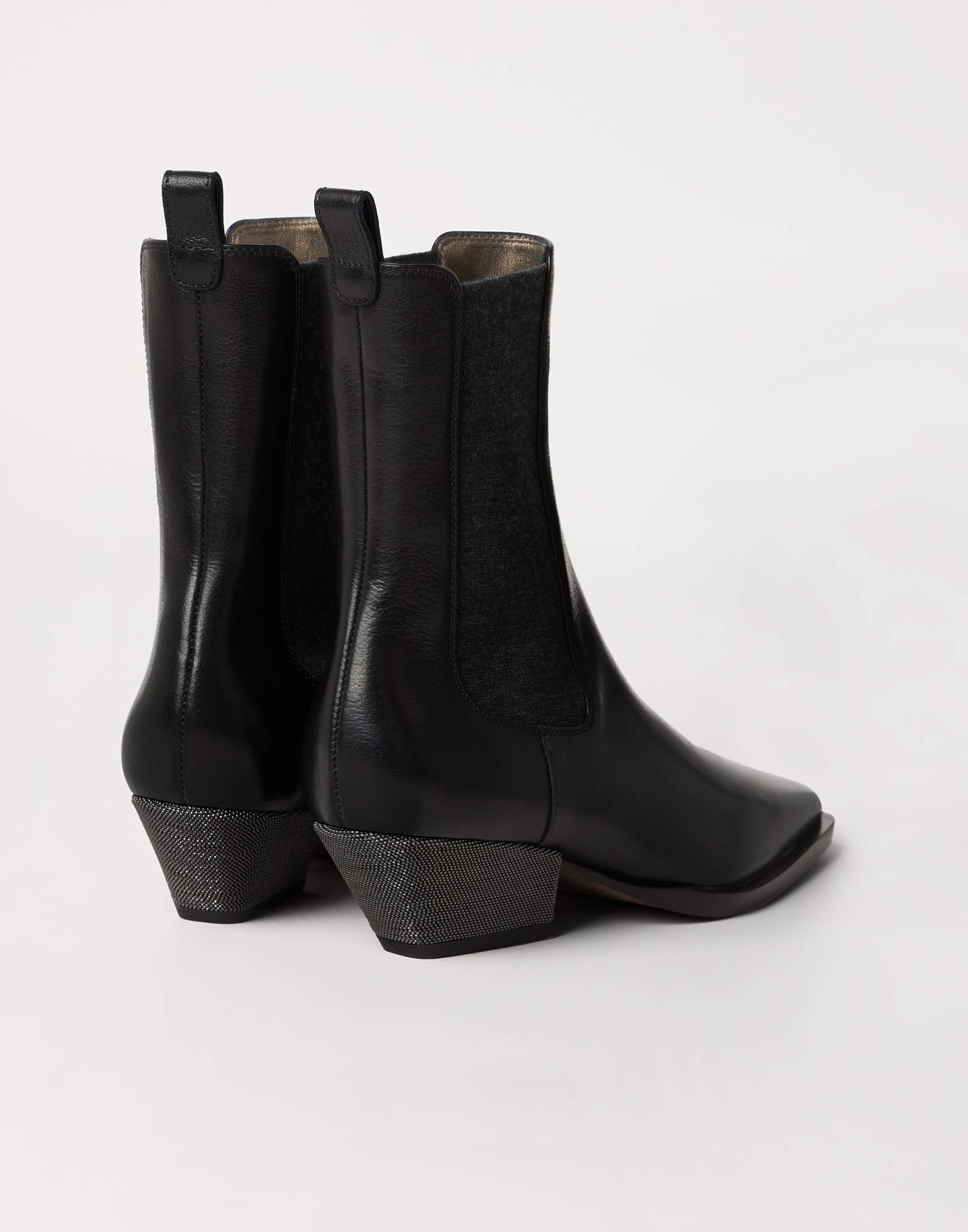 Classic leather Chelsea boots with precious block heels - 2