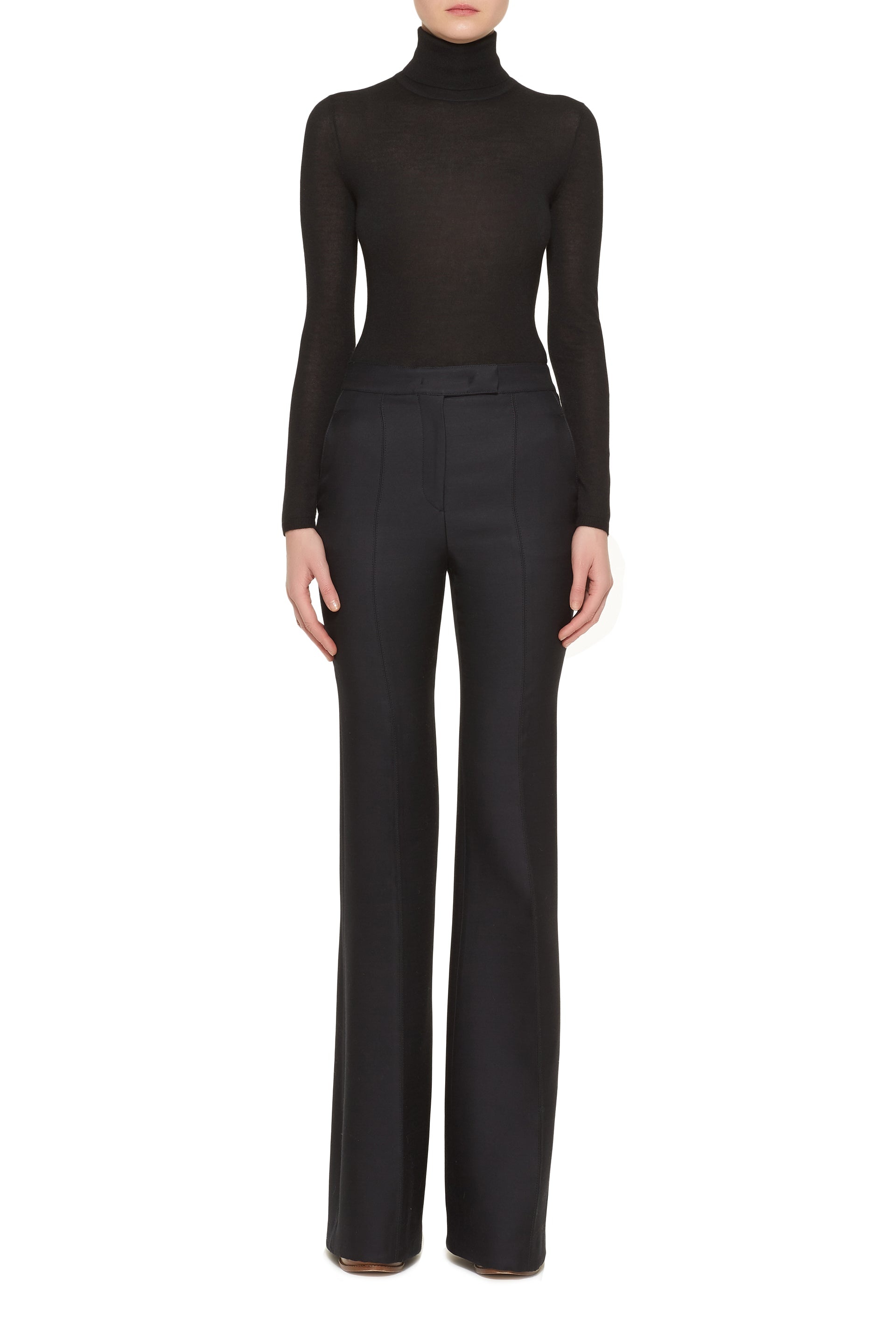 Costa Turtleneck in Black Silk Cashmere - 2