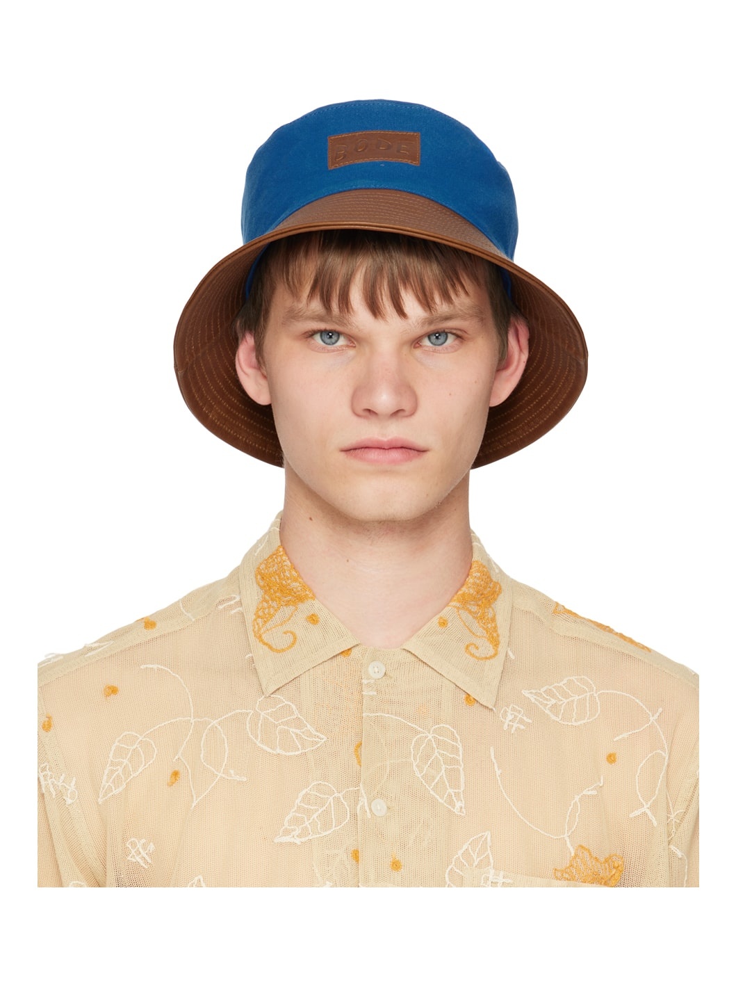 Blue Quilted Brim Bucket Hat - 1