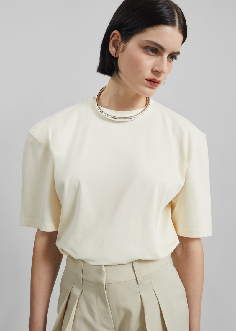 Laval Sculpted Sleeve T-Shirt - Cream 4