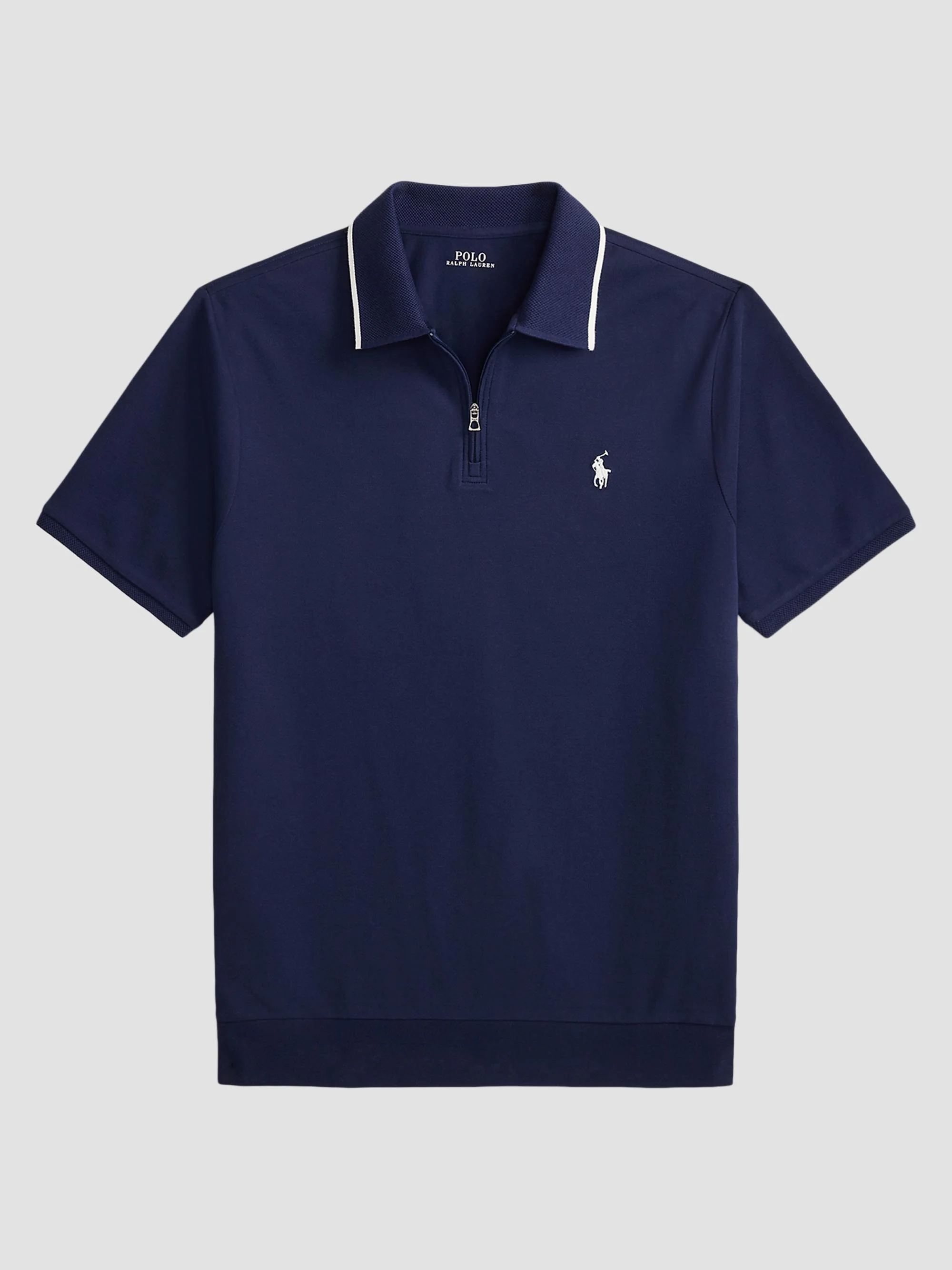Men's Classic-Fit Stretch Mesh Zip Polo Shirt - Newport Navy - 1