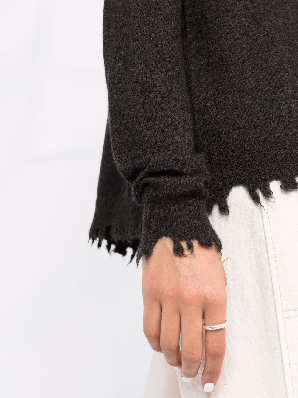 frayed-edge cashmere cardigan - 5