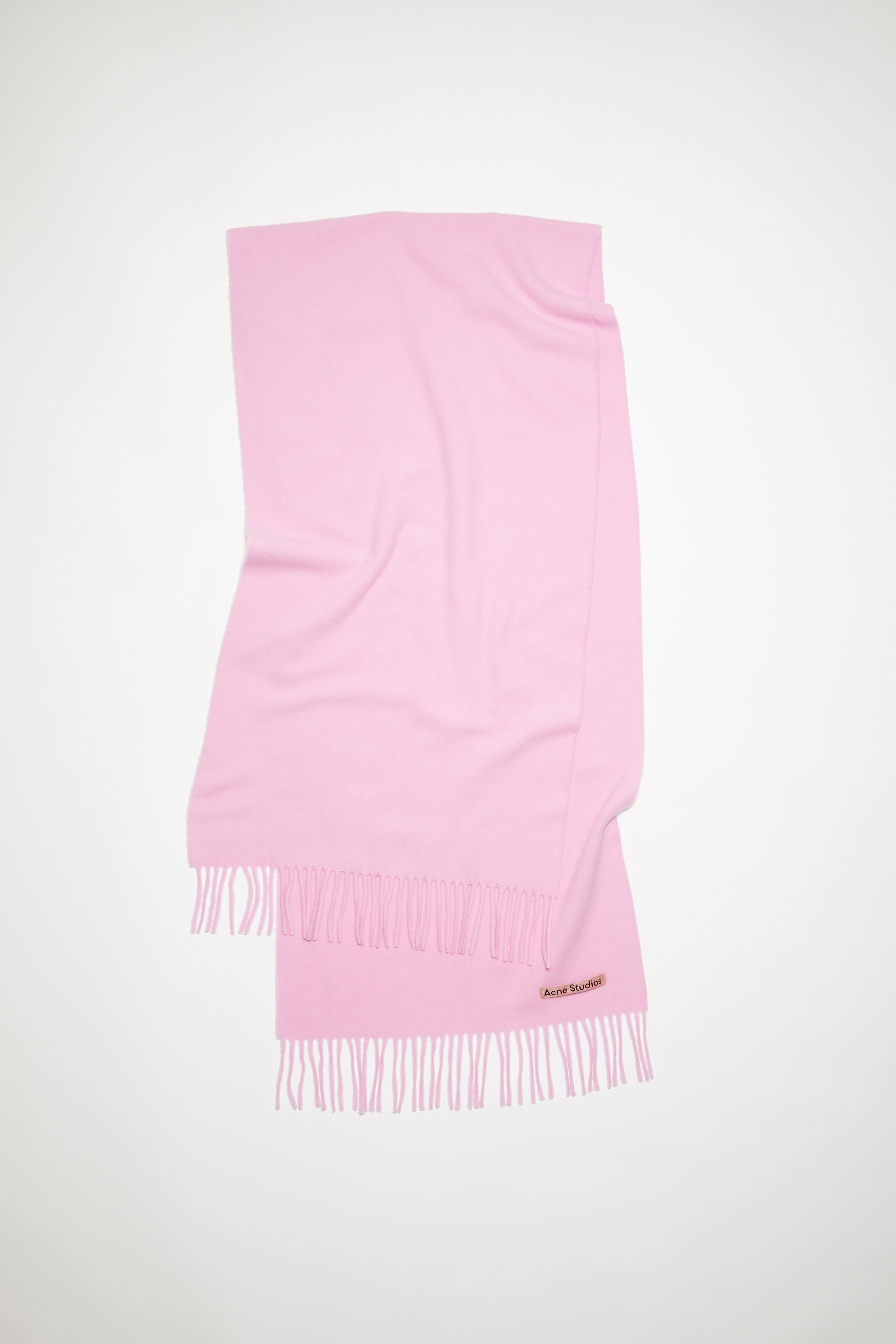 Fringe wool scarf – Narrow - Bubble Pink - 1